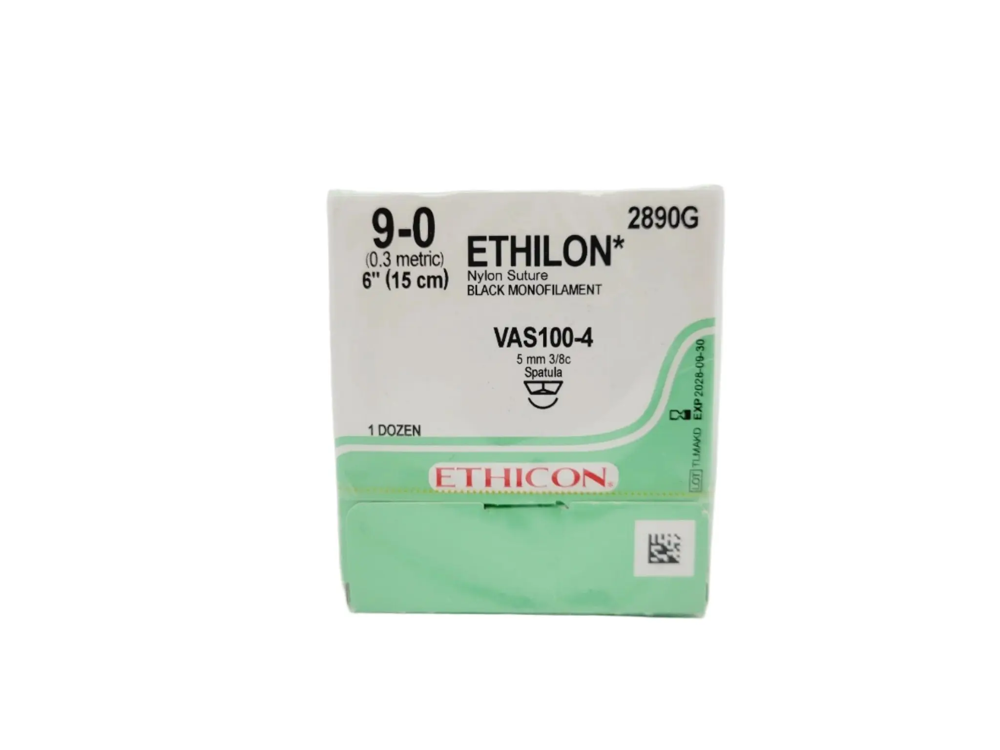 Ethicon 2890G 9-0 ETHILON BLACK 1X6" VAS100-4 Box of 12
