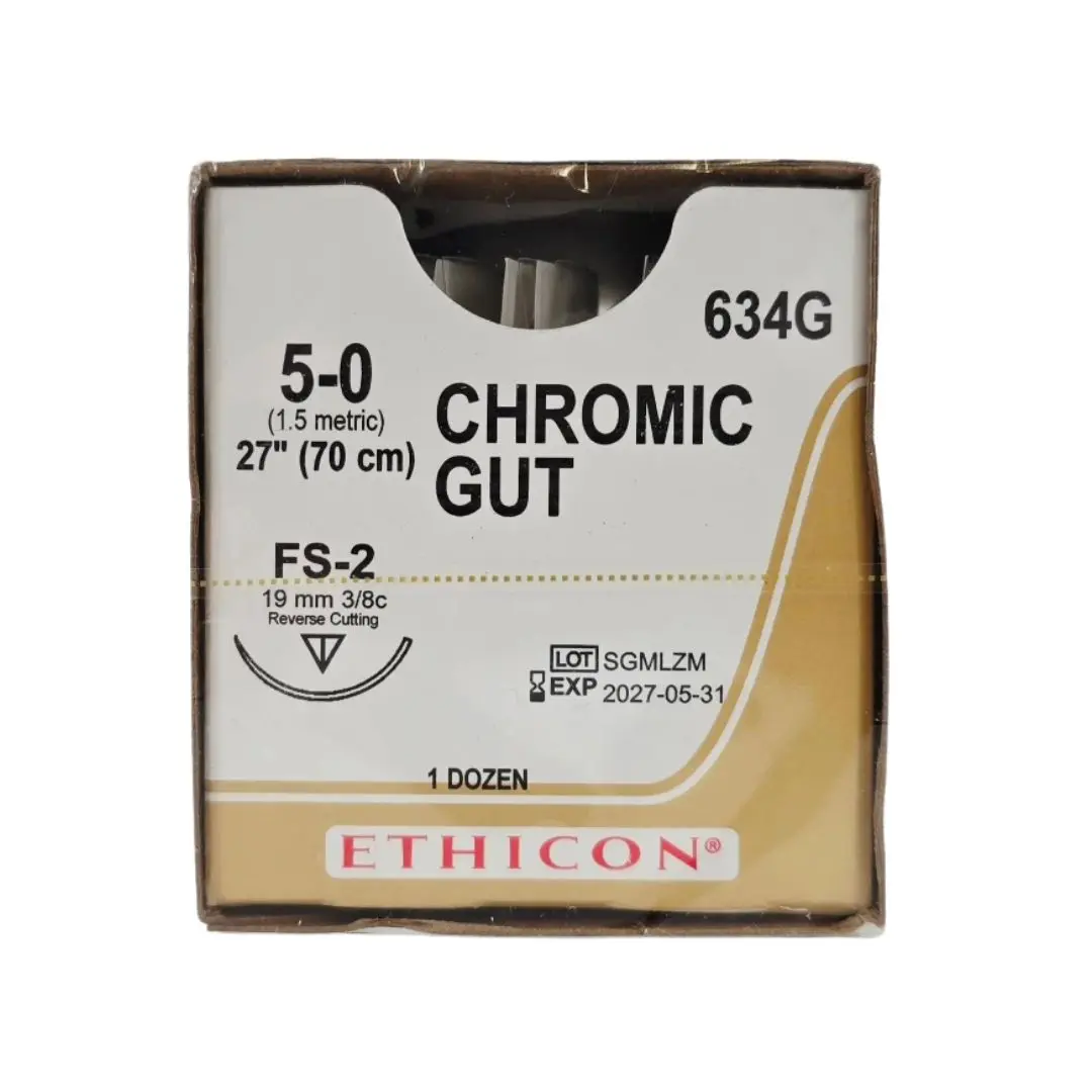 Ethicon 634G 5-0 CHROMIC GUT Naturally BROWN 1X27" FS-2 19mm BX/12