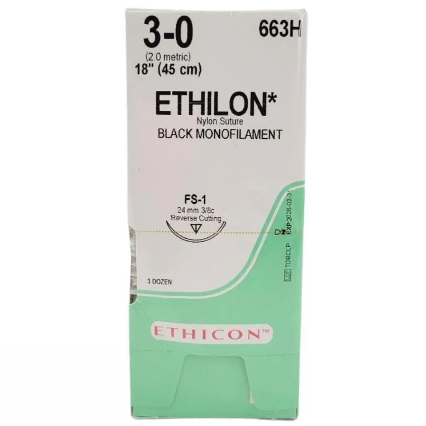 Ethicon 663H 3-0 Ethilon Black 1 x 18" FS-1 Box of 36