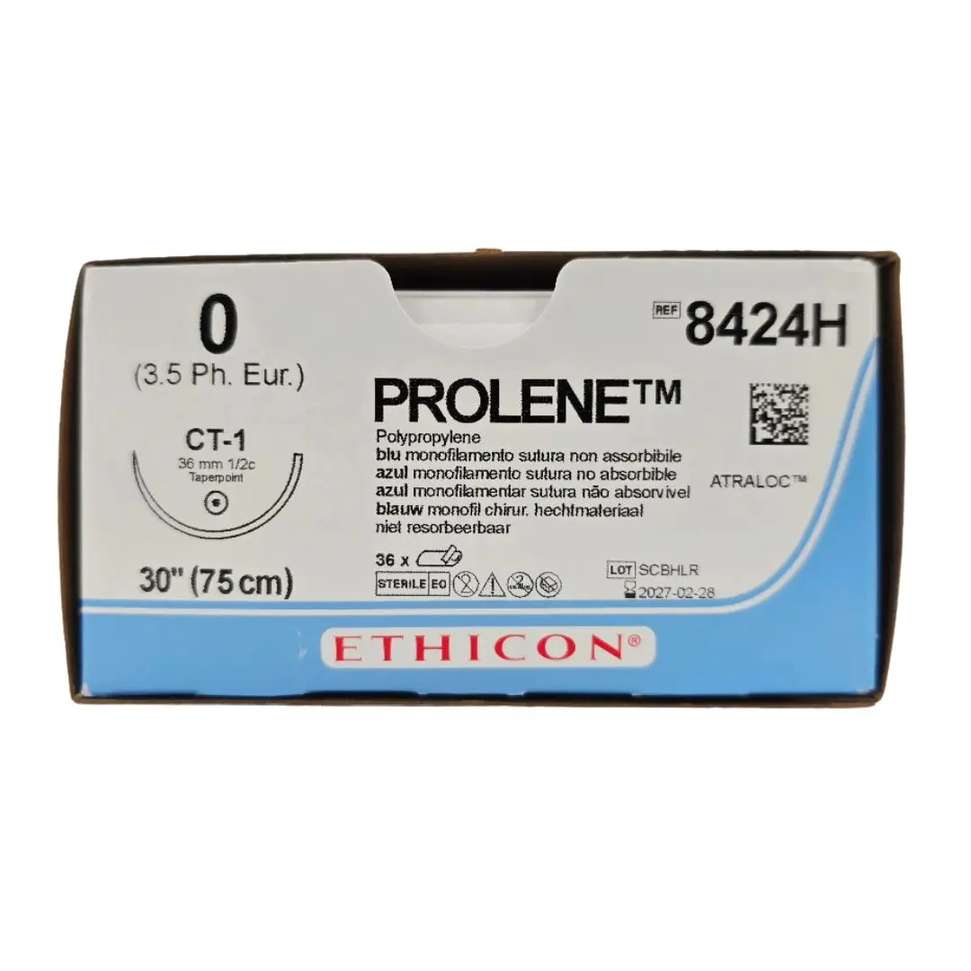 Ethicon 8424H 0 PROLENE Blue 1X30" CT-1 36mm BX/36 OPEN BOX - FULL