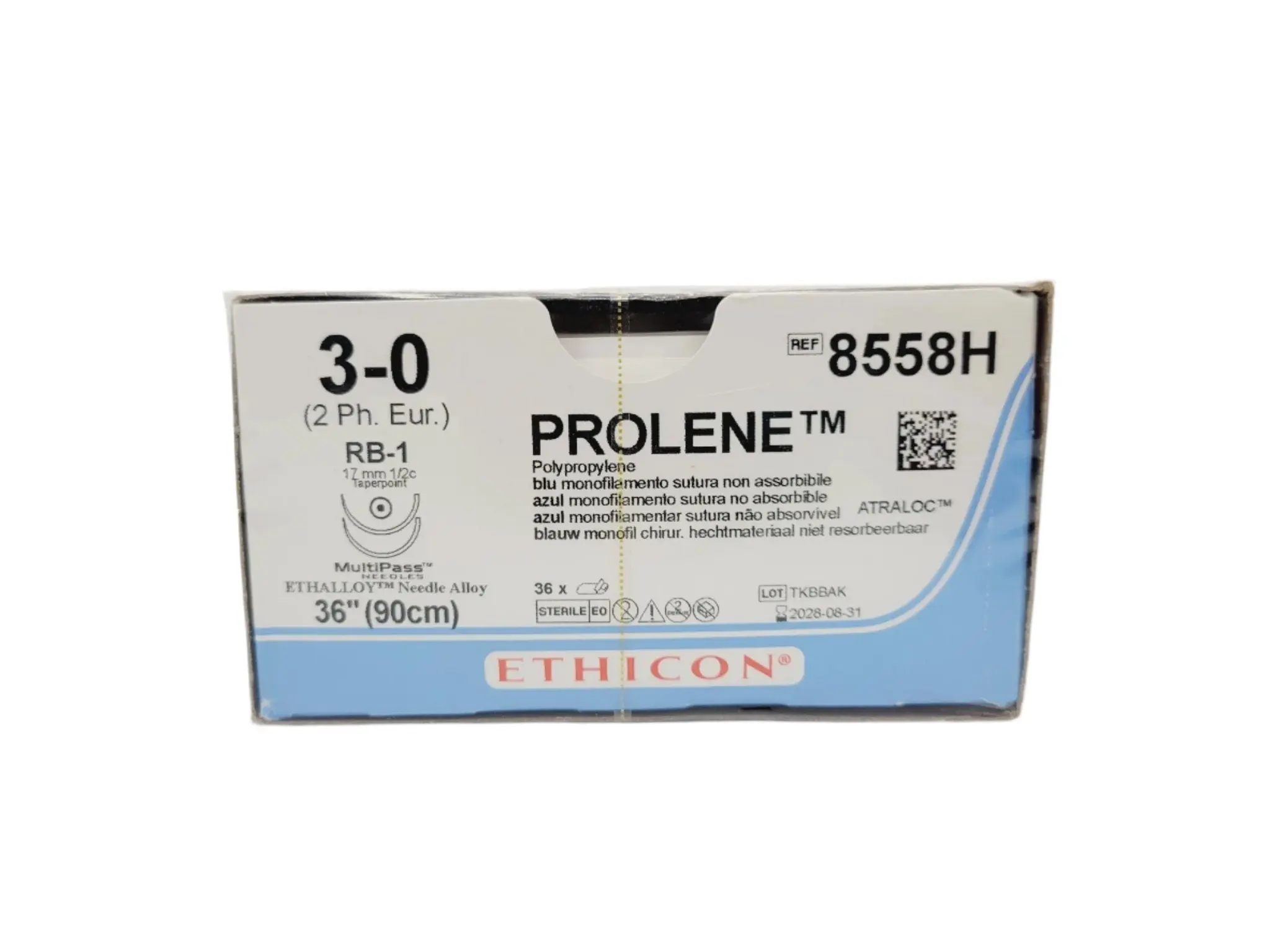 Ethicon 8558H 3-0 PROLENE BLUE 1X36" RB-1 DOUBLE ARMED Box of 36