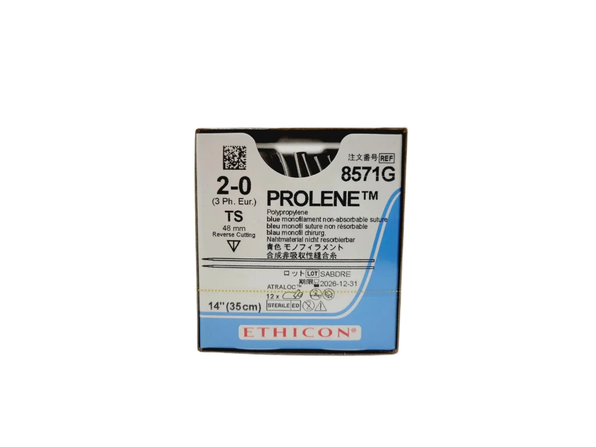 Ethicon 8571G 2-0 PROLENE BLUE 1X14" TS DOUBLE ARMED, Box of 12