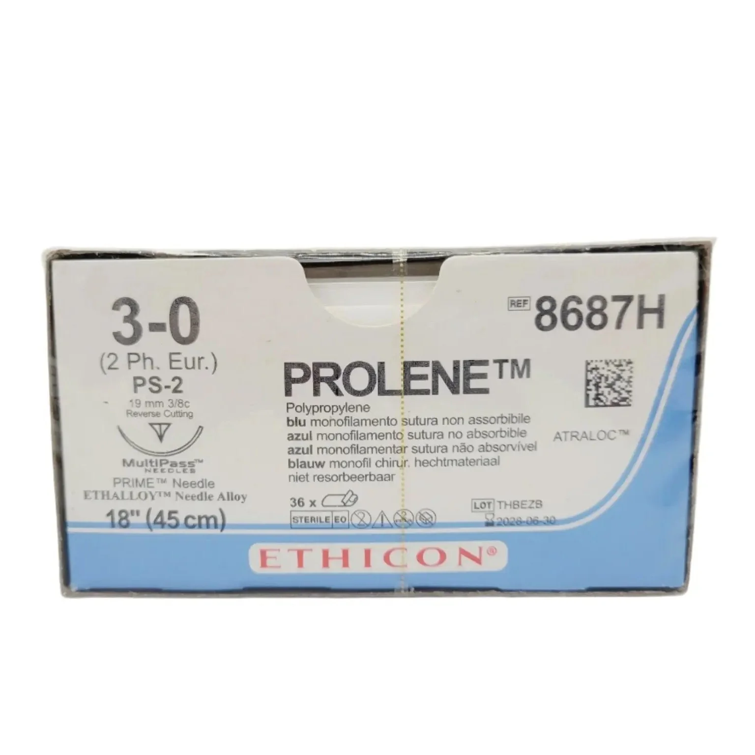 Ethicon 8687H 3-0 PROLENE BLUE 1X18" PS-2 MULTIPASS Box of 36