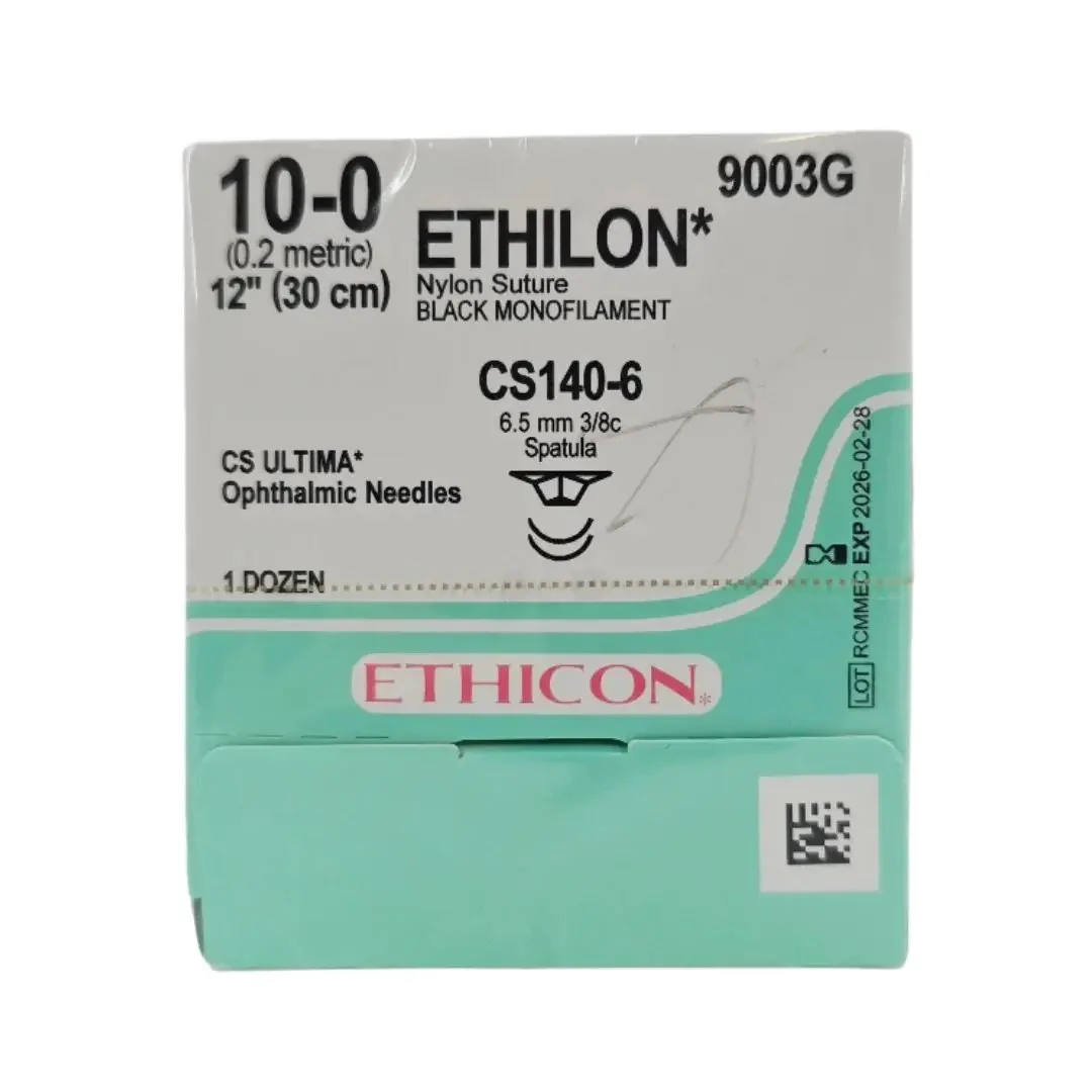 Ethicon 9003G ETHILON 10-0 Black 1X12" CS140-6 6.5mm CS ULTIMA Ophthalmic Needles BX/12