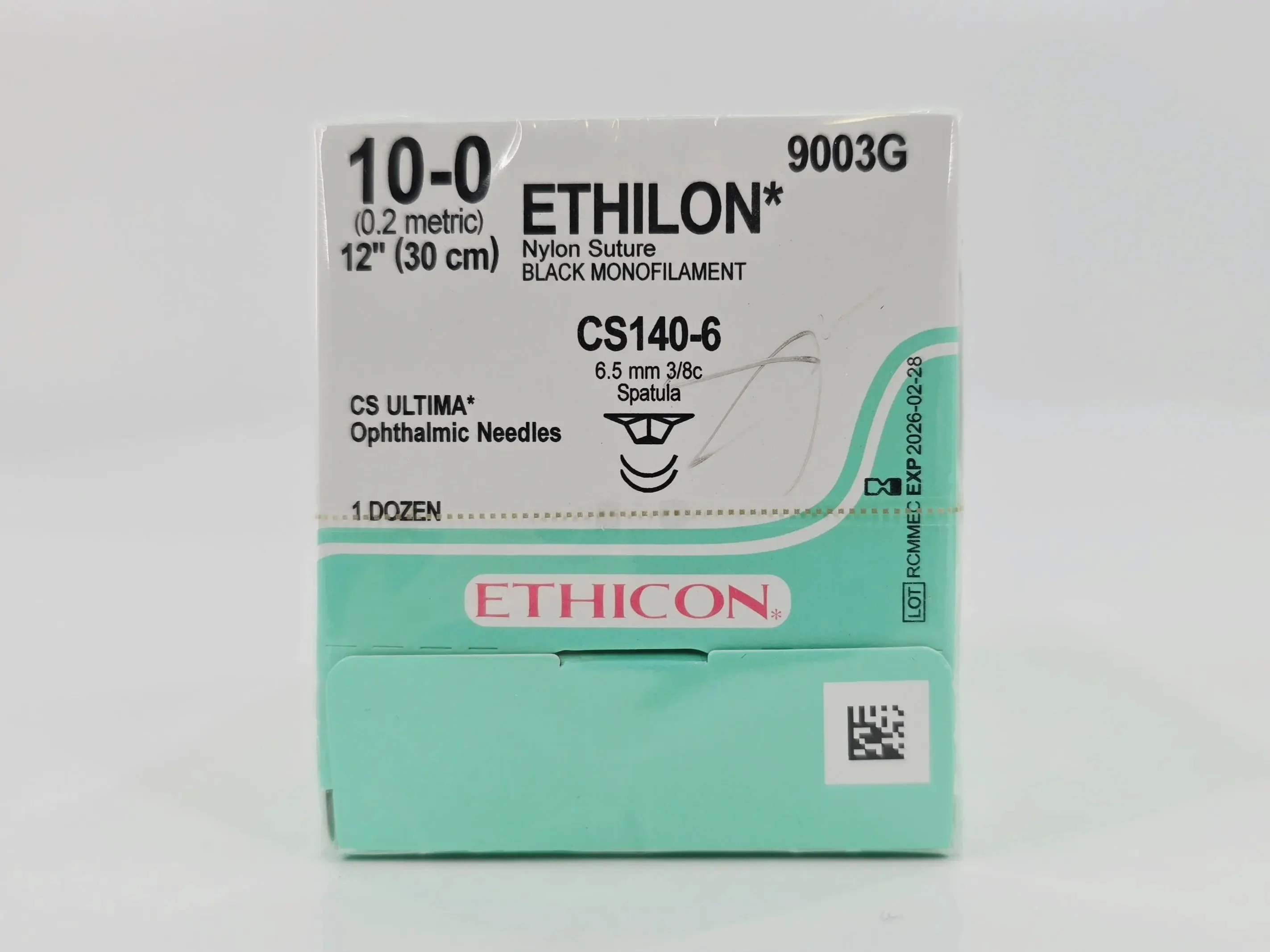 Ethicon 9003G ETHILON 10-0 Black 1X12" CS140-6 6.5mm CS ULTIMA Ophthalmic Needles BX/12 - Image 2