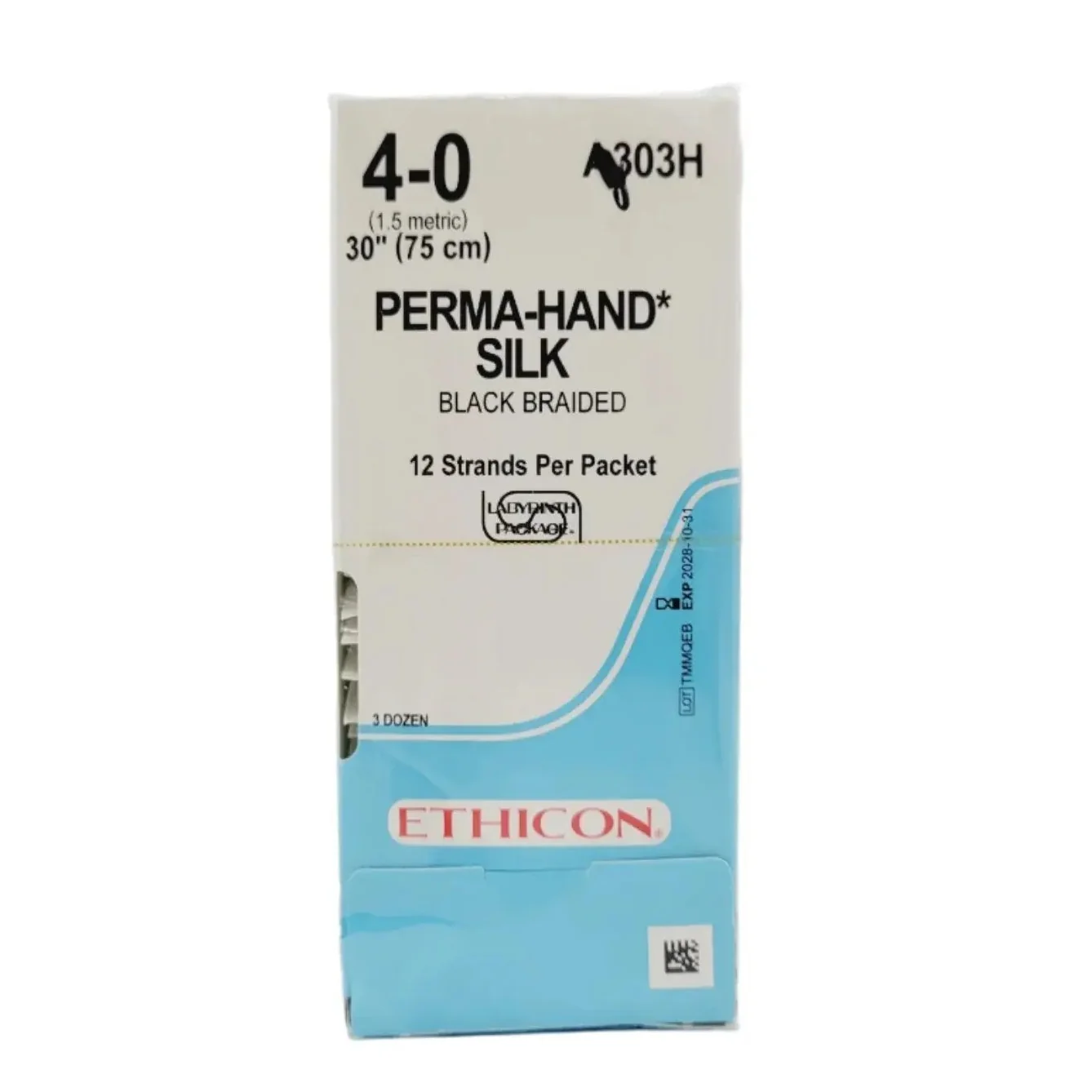 Ethicon A303H 4-0 PERMA HAND BLACK 12X30" TIE Box of 36