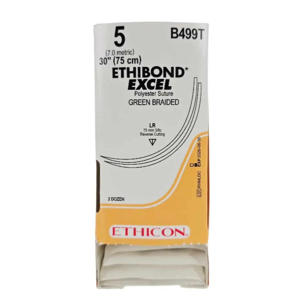 Ethicon B499T 5 ETHIBOND EXCEL 1X30" LR 75mm Cutting Edge Reverse Double Armed BX/24 OPEN BOX - FULL