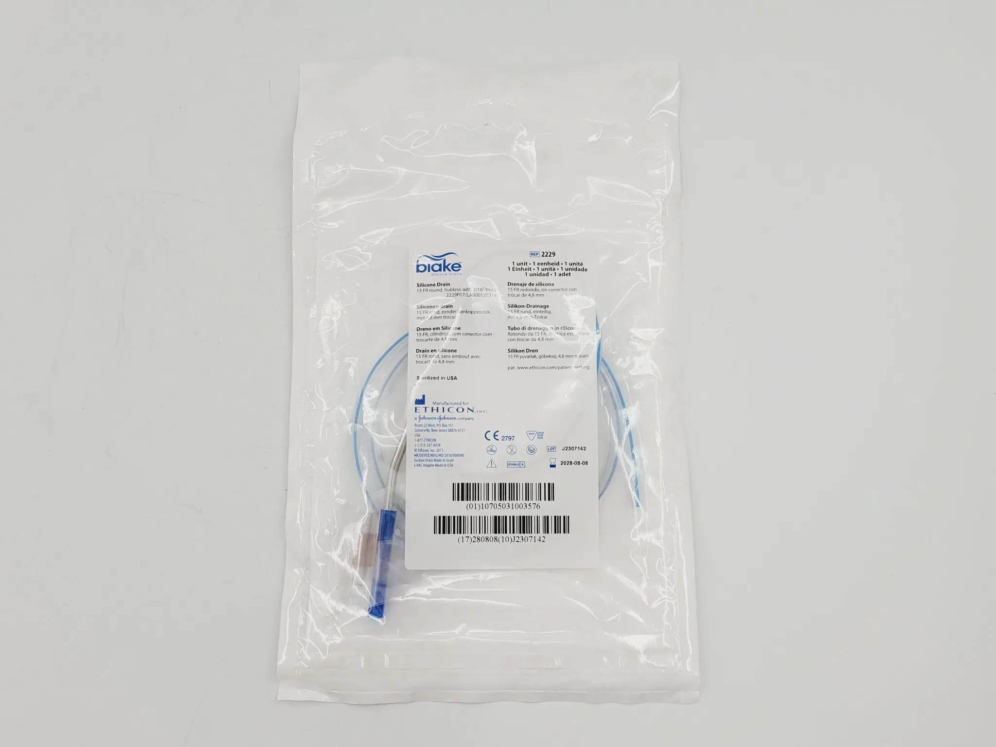 Ethicon Blake Silicone Drain 2229 15 FR Round, Hubless w/ 3/16" Trocar Lot of 10 - Image 3