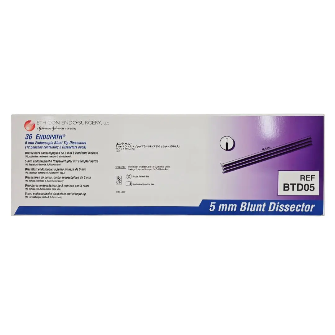 Ethicon BTD05 36 Endopath 5mm Endoscopic Blunt Tip Dissectors (12 Pouches Containing 3 Dissectors Each)