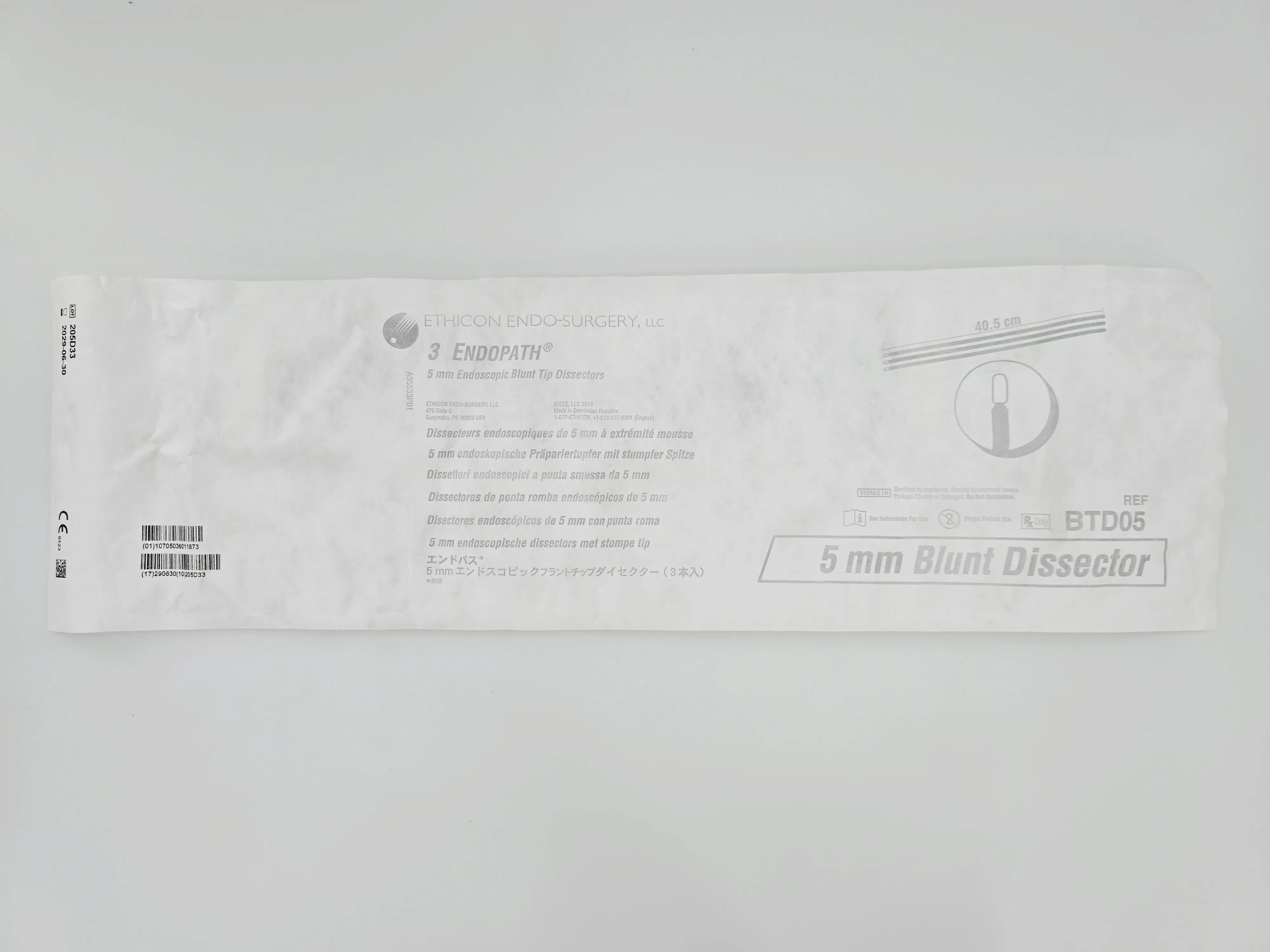 Ethicon BTD05 36 Endopath 5mm Endoscopic Blunt Tip Dissectors (12 Pouches Containing 3 Dissectors Each) - Image 3