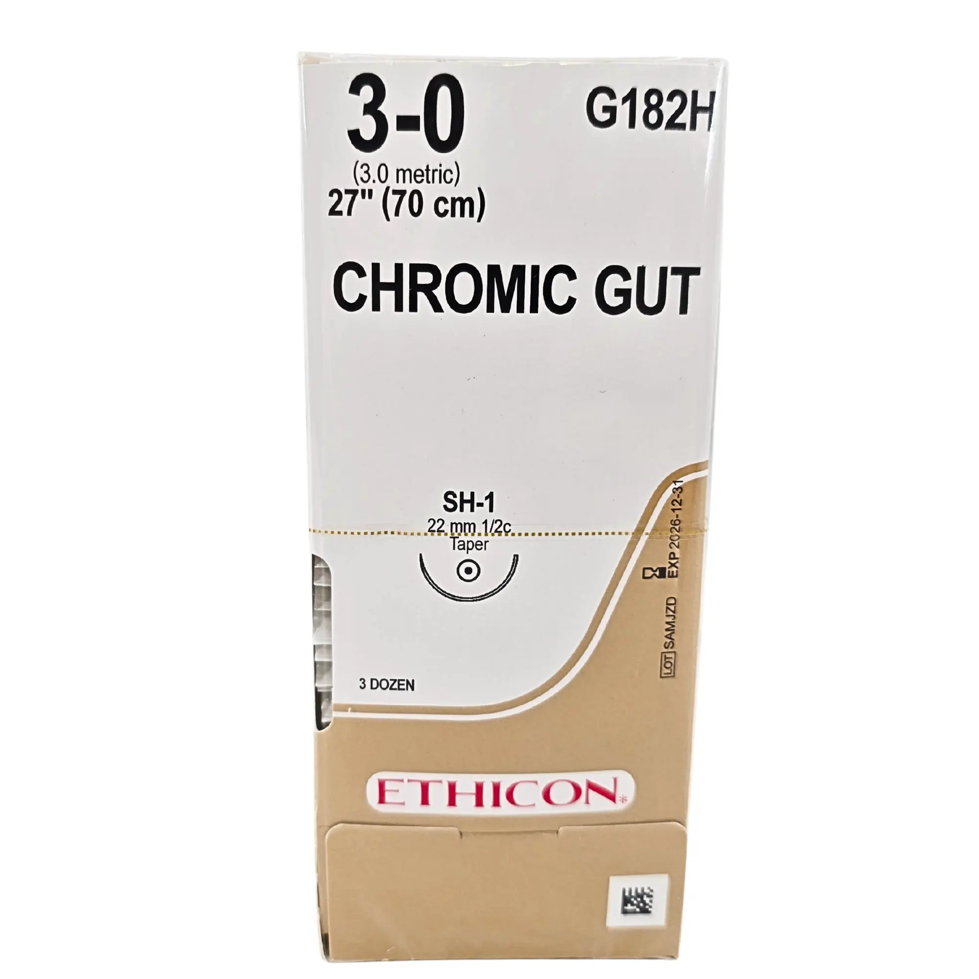 Ethicon Chromic Gut G182H Suture - Size 4-0, 27" Absorbable, PS-2 Needle (Box of 36)
