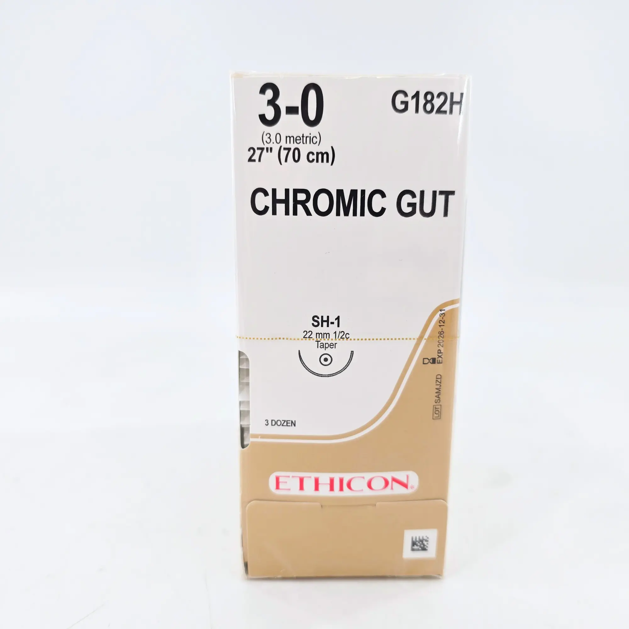 Ethicon Chromic Gut G182H Suture - Size 4-0, 27" Absorbable, PS-2 Needle (Box of 36) - Image 2