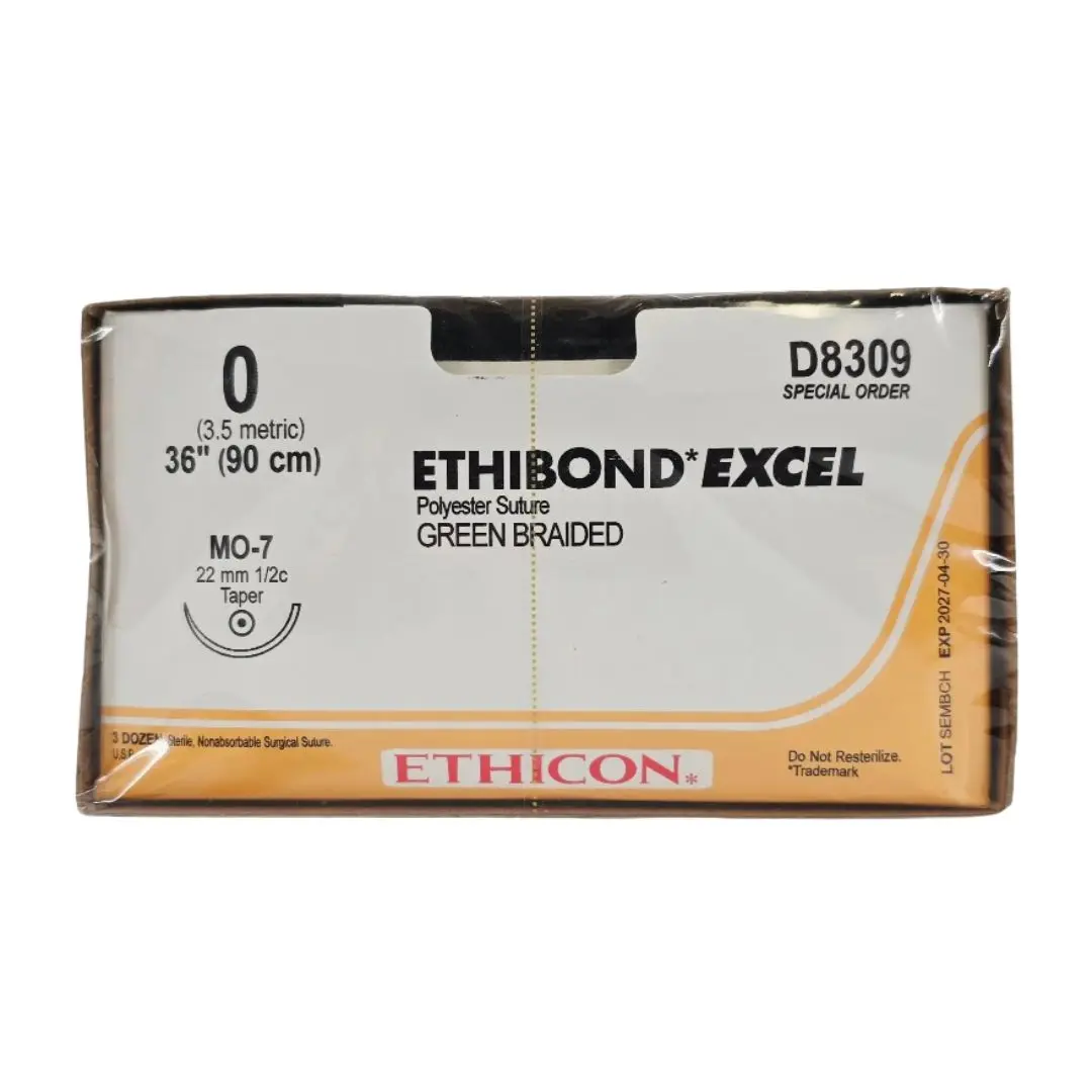 Ethicon D8309 ETHIBOND EXCEL 0 Green 1X36" MO-7 22mm Taper BX/36