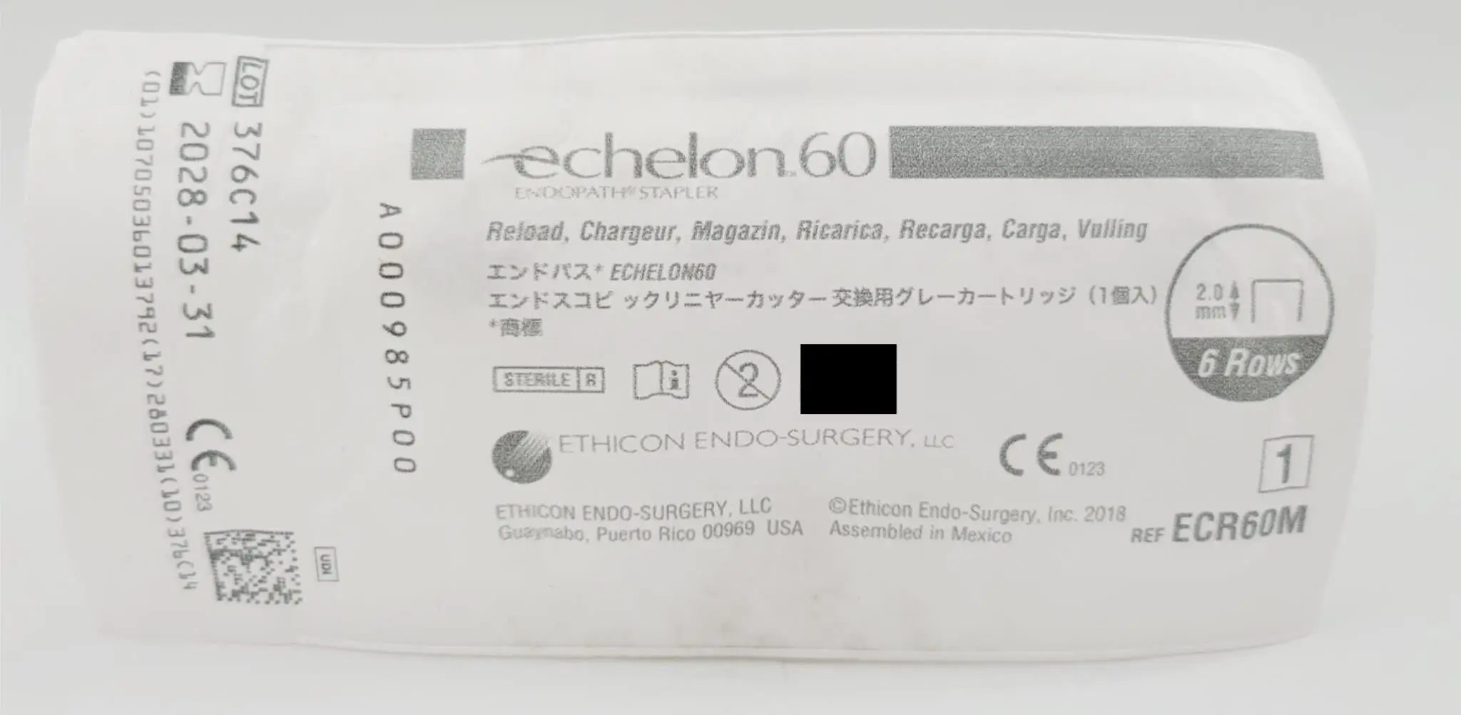 Ethicon ECR60M Endoscopic Liner Cutter Reload Gray 2.0mm w/ 6 Rows - Image 3