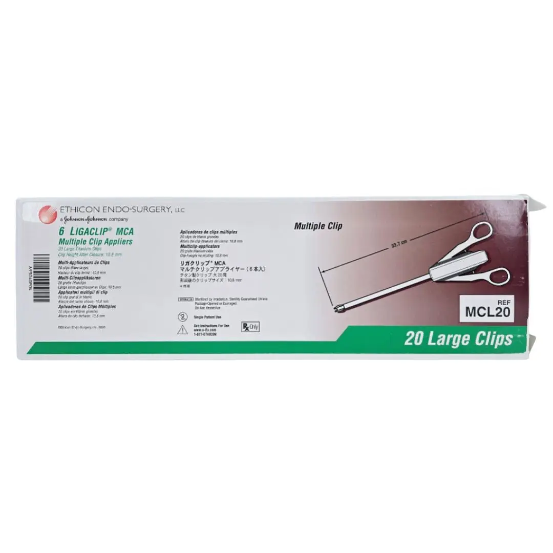 Ethicon MCL20 LIGACLIP MCA Multiple Clip Appliers 33.7cm 20 Large Titanium Clips 6/BX