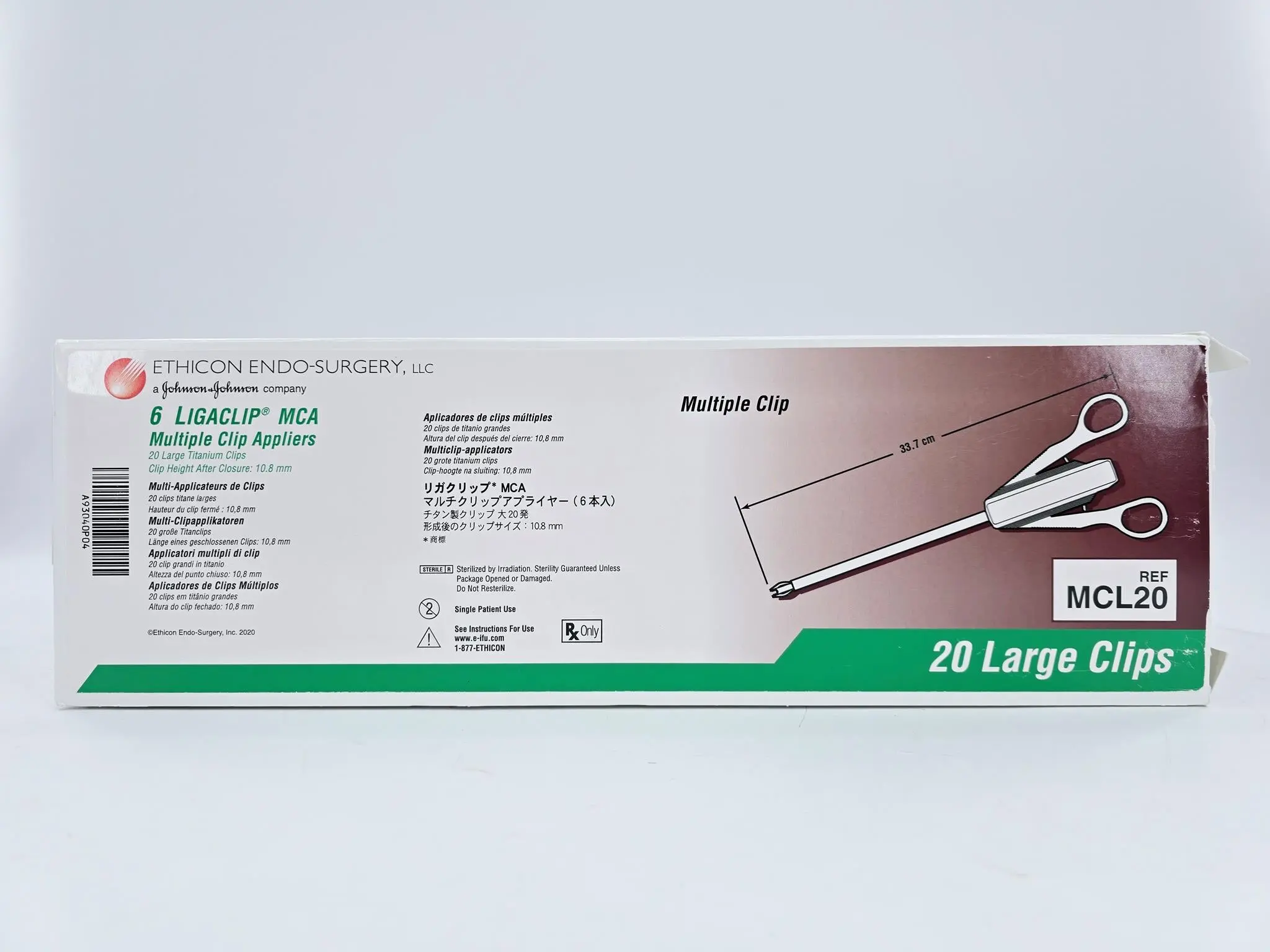 Ethicon MCL20 LIGACLIP MCA Multiple Clip Appliers 33.7cm 20 Large Titanium Clips 6/BX - Image 2