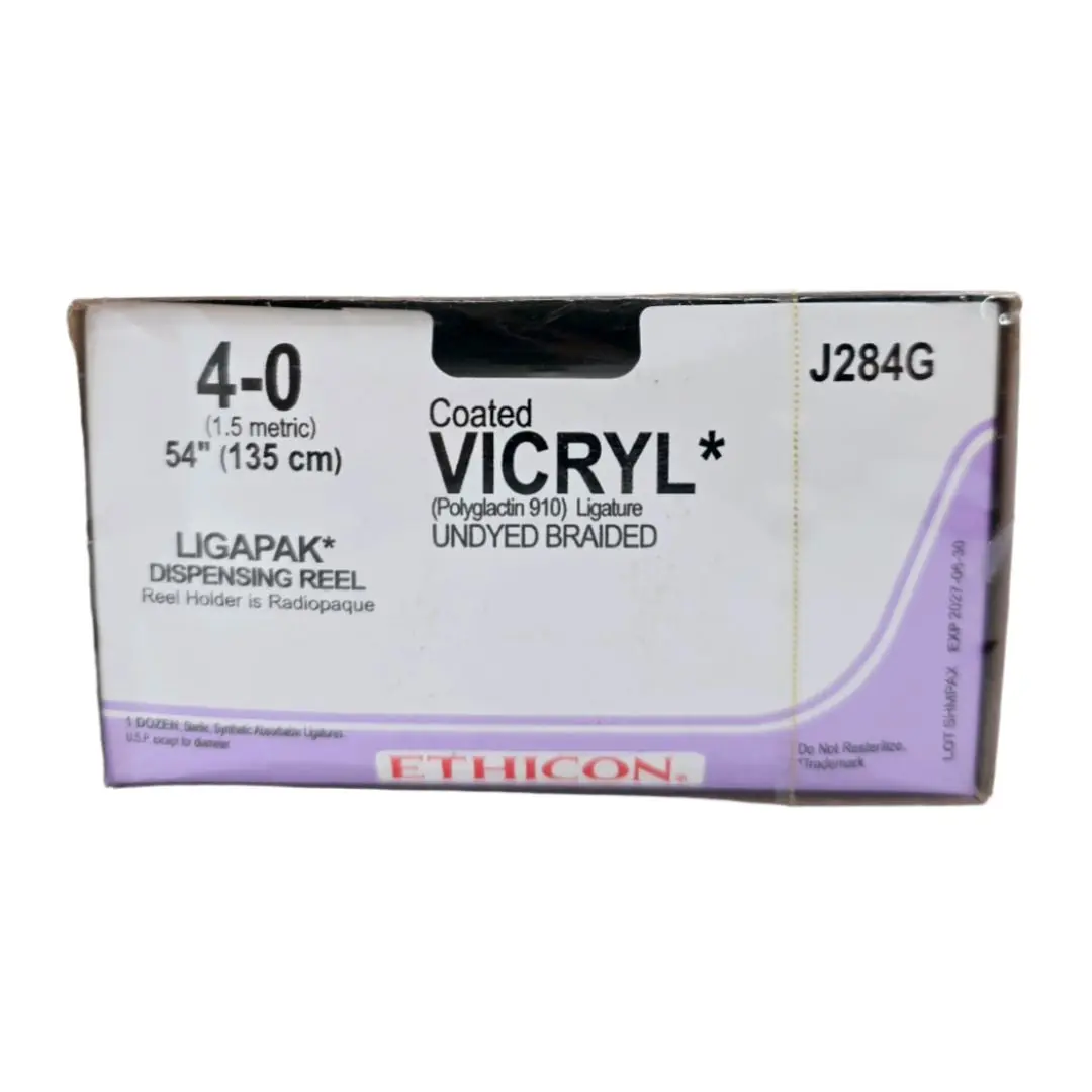 Ethicon J284G 4-0 COATED VICRYL UNDYED 54" LIGAPAK REEL Box of 12