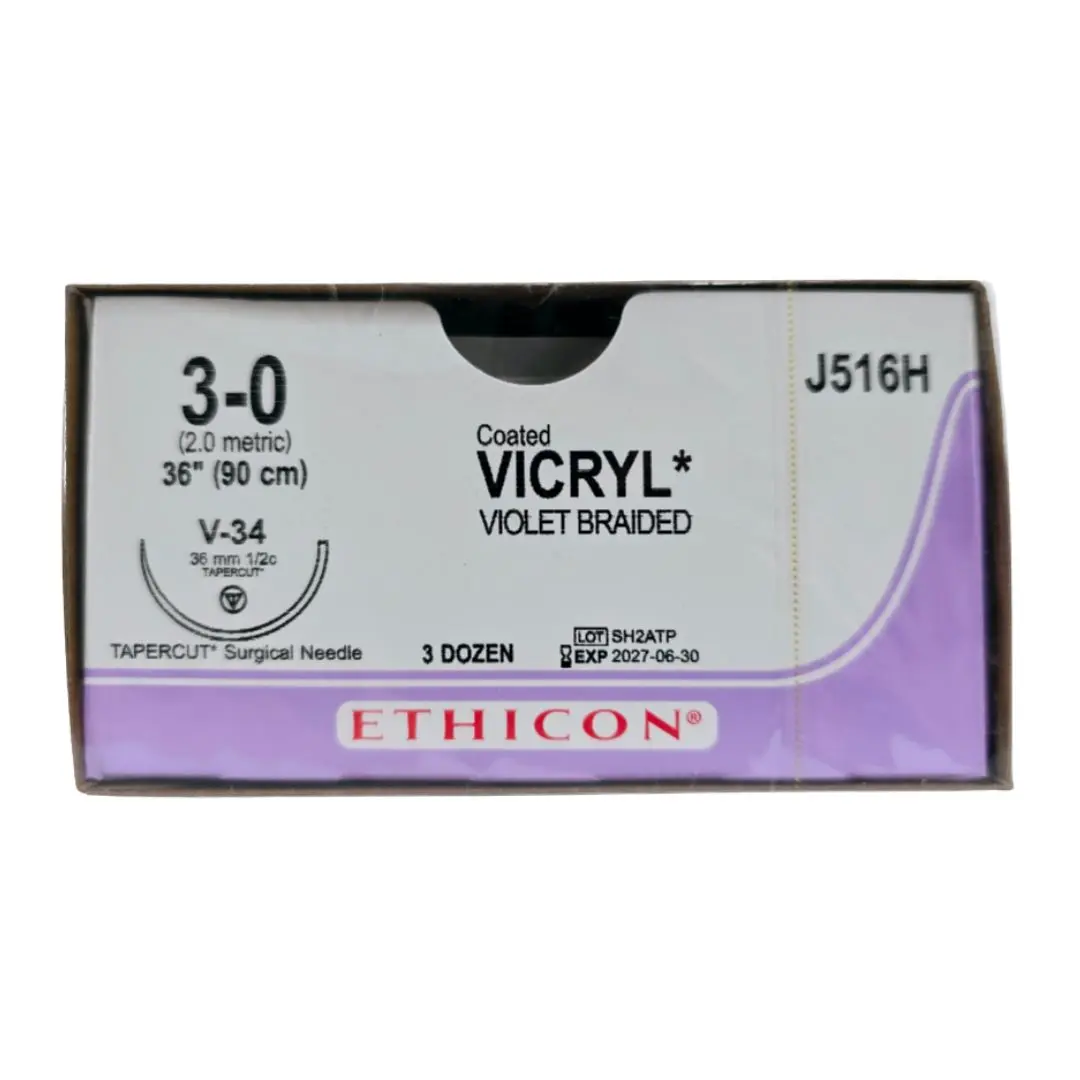 Ethicon J516H 3-0 Coated VICRYL Violet 1X36" V-34 Box of 36