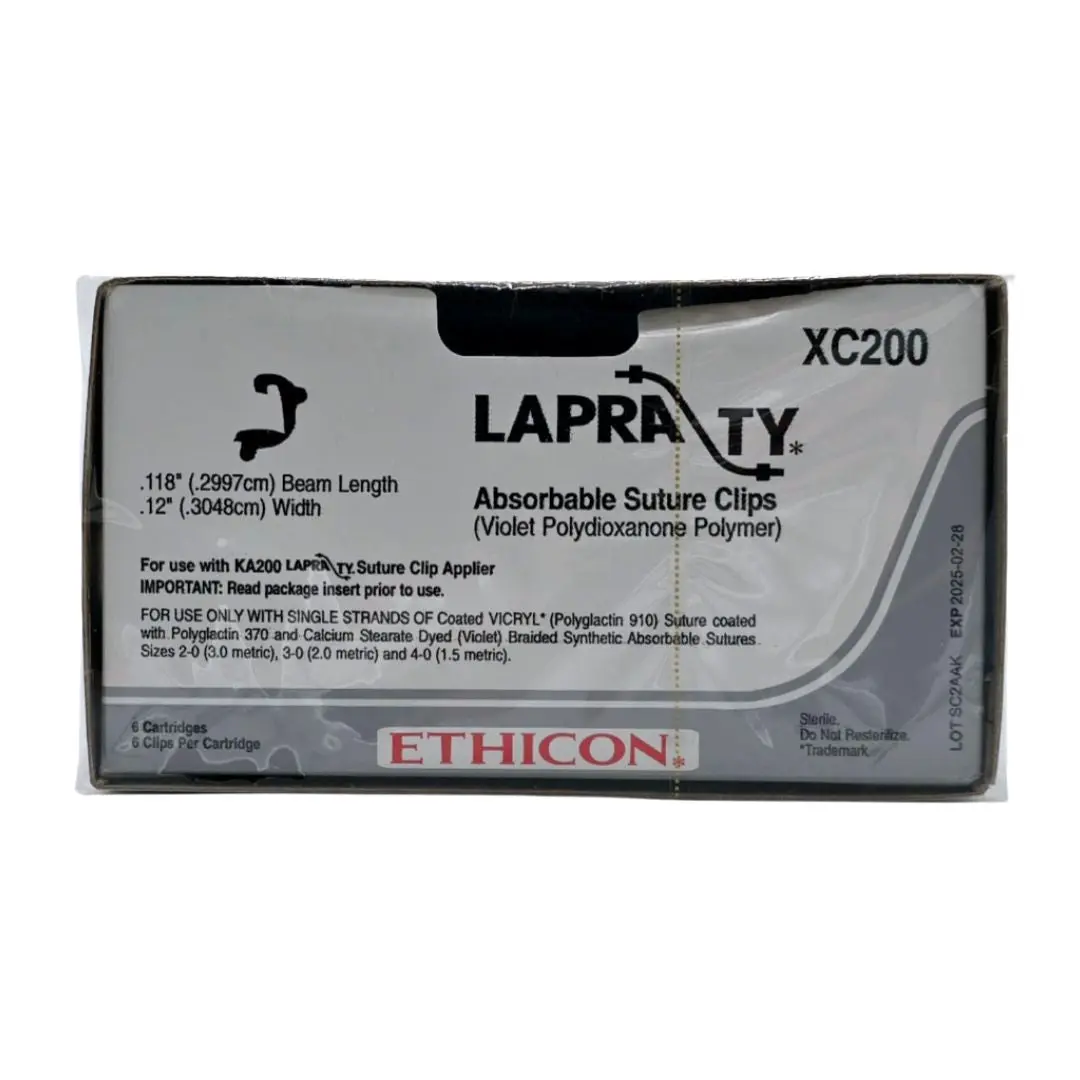 Ethicon XC200 LAPRA-TY Absorbable Suture Clips .118-.12" Box of 6