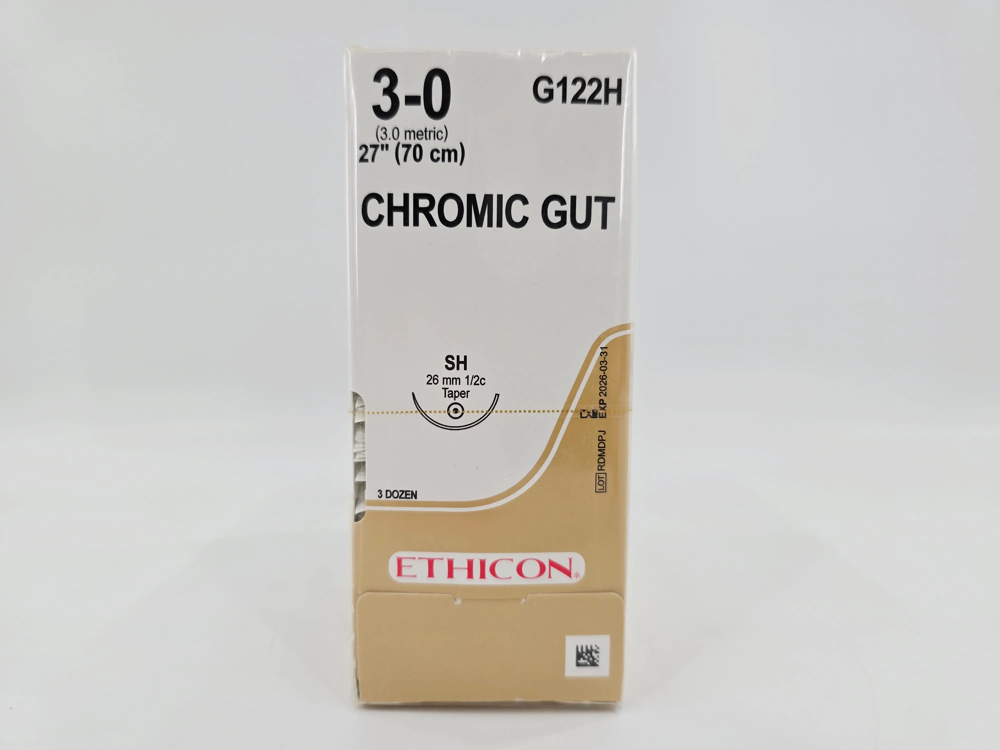 Ethicon G122H CHROMIC GUT 3-0 Naturally BROWN 1X27" SH 26mm BX/36 - Image 2