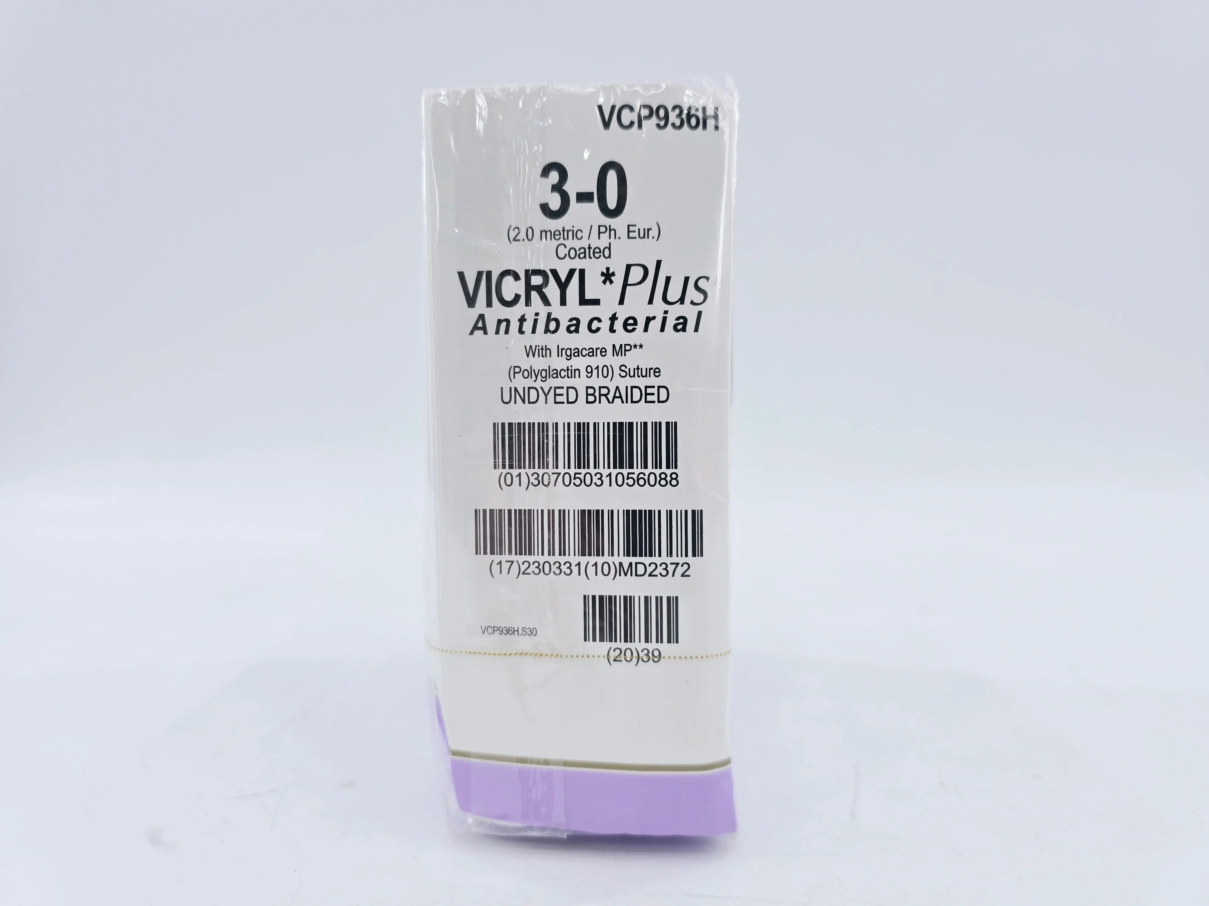 Ethicon VCP936H 3-0 Coated Vicryl Plus Undyed 1x27" PS-1 Box of 36 - Image 2