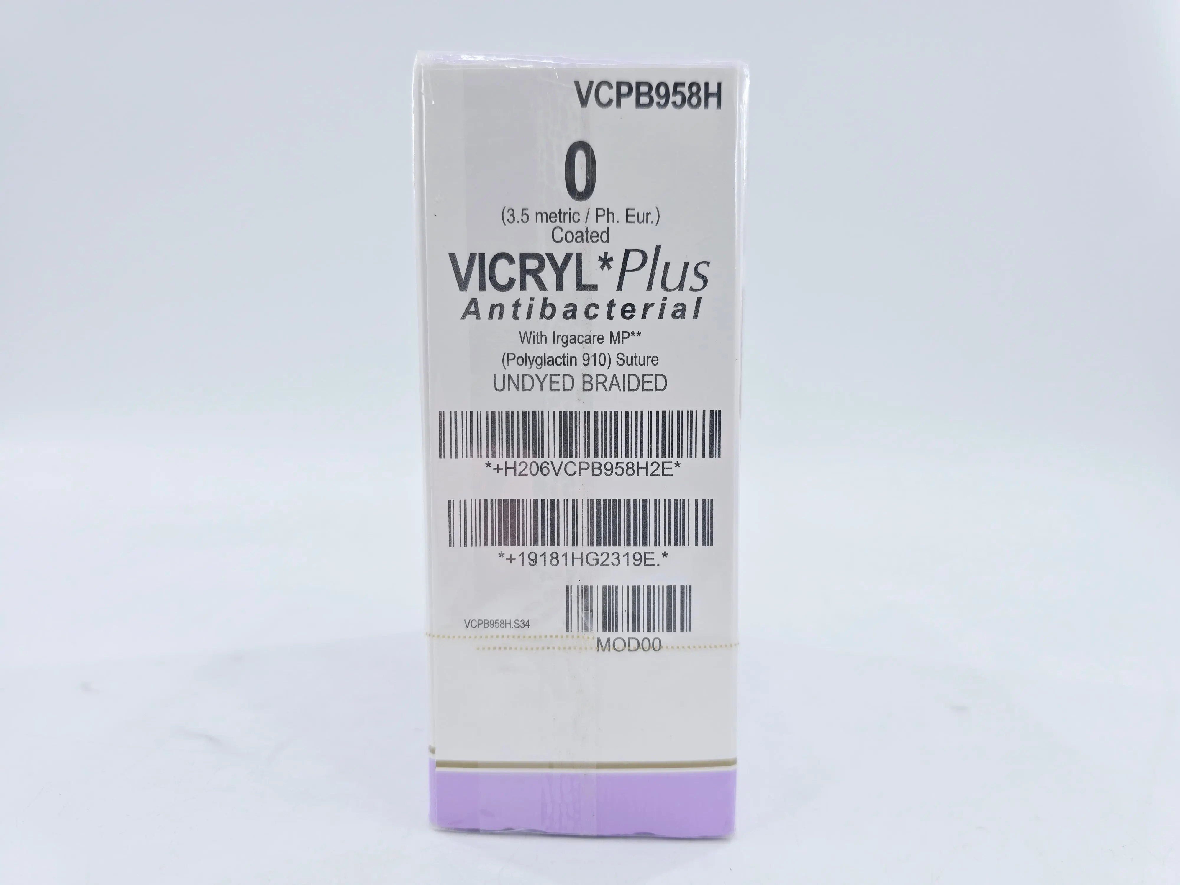 Ethicon VCPB958H 0 Coated Vicryl Plus Undyed 1x36" CTB Box of 36 - Image 2
