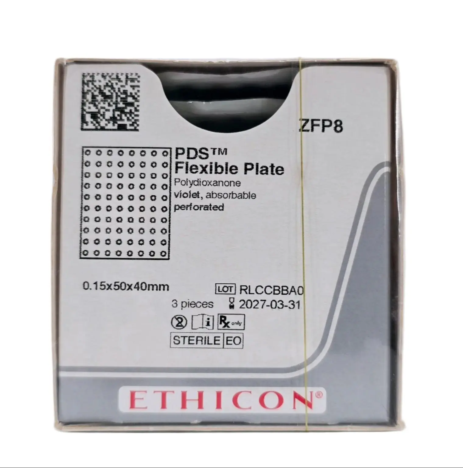 Ethicon ZFP8 PDS Flexible Plate 0.15x50x40mm Violet Perforated Nasal Implant Box of 3