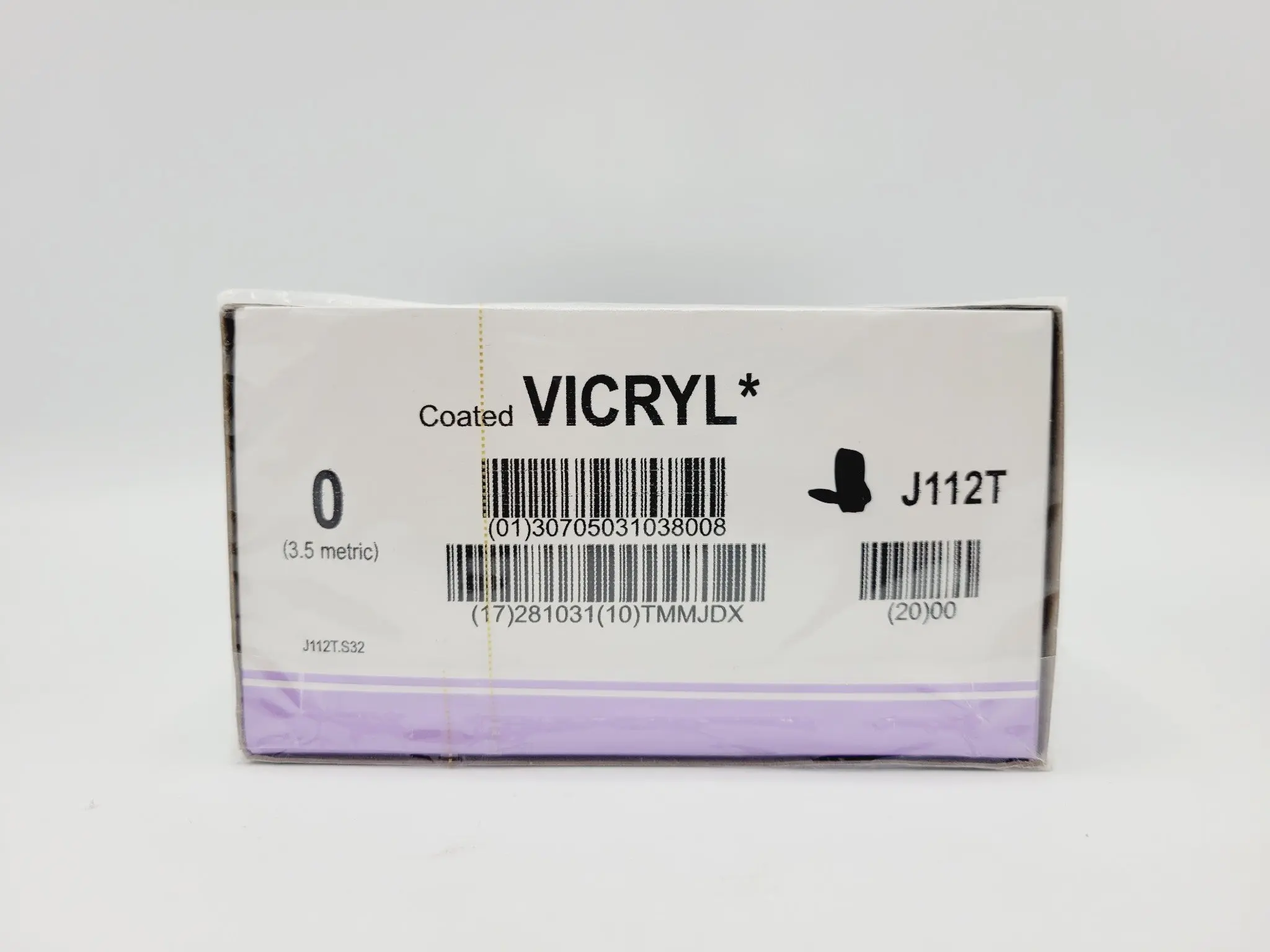 Ethicon J112T 0 COATED VICRYL 1X18" UNDYED Box of 24 - Image 2