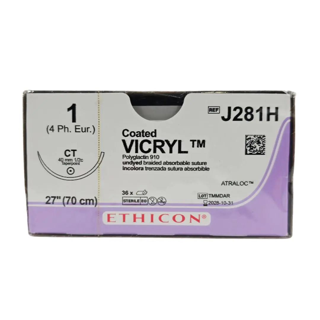 Ethicon J281H Coated VICRYL 1 Undyed 1X27" CT 40mm BX/36