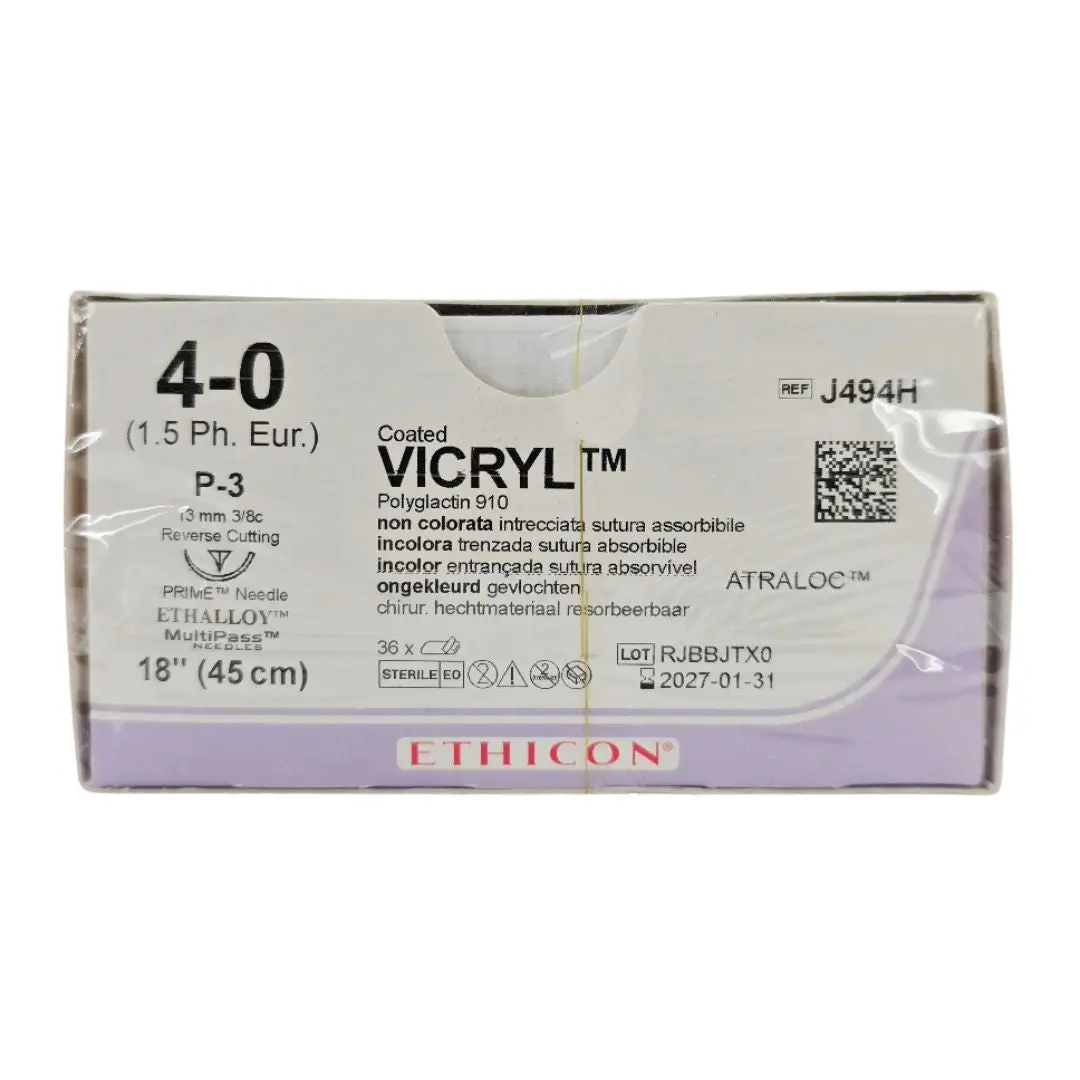 Ethicon J494H 4-0 Coated VICRYL Undyed 1X18" P-3 13mm BX/36