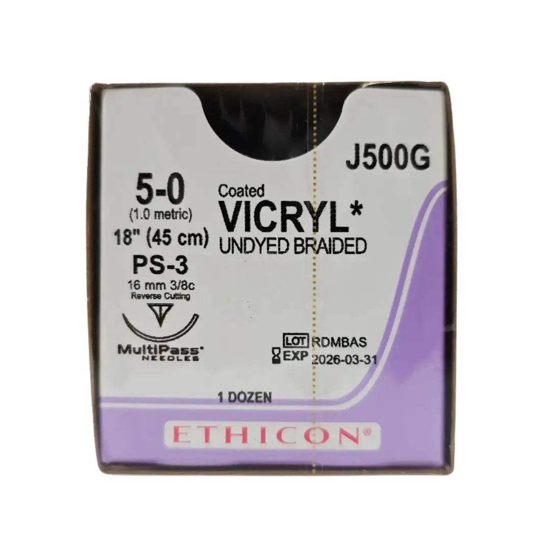 Ethicon J500G 5-0 Coated VICRYL Undyed 1X18" PS-3 16mm BX/12