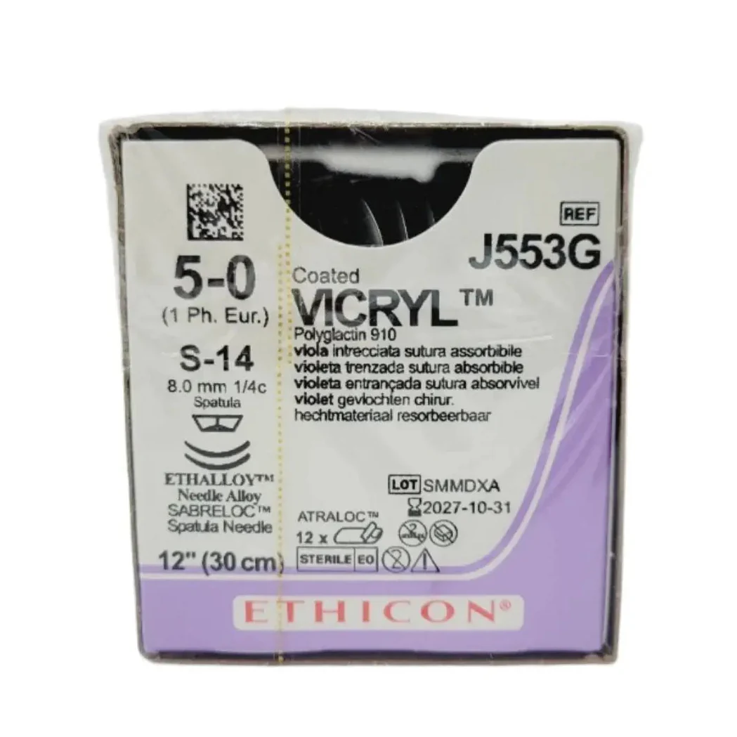 Ethicon J553G 5-0 COATED VICRYL VIOLET 1X12" S-14 DOUBLE ARMED Box of 12
