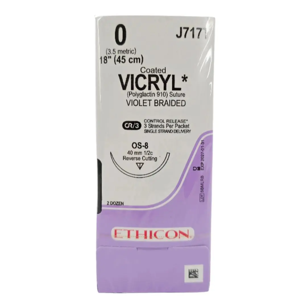 Ethicon J717T 0 Coated VICRYL 3X18" OS-8 40mm CR/3 BX/24
