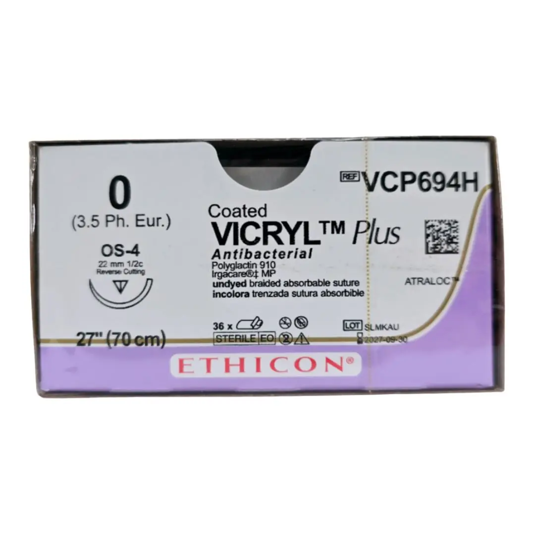 Ethicon VCP694H 0 COATED VICRYL PLUS UNDYED 1X27" OS-4 Box of 36