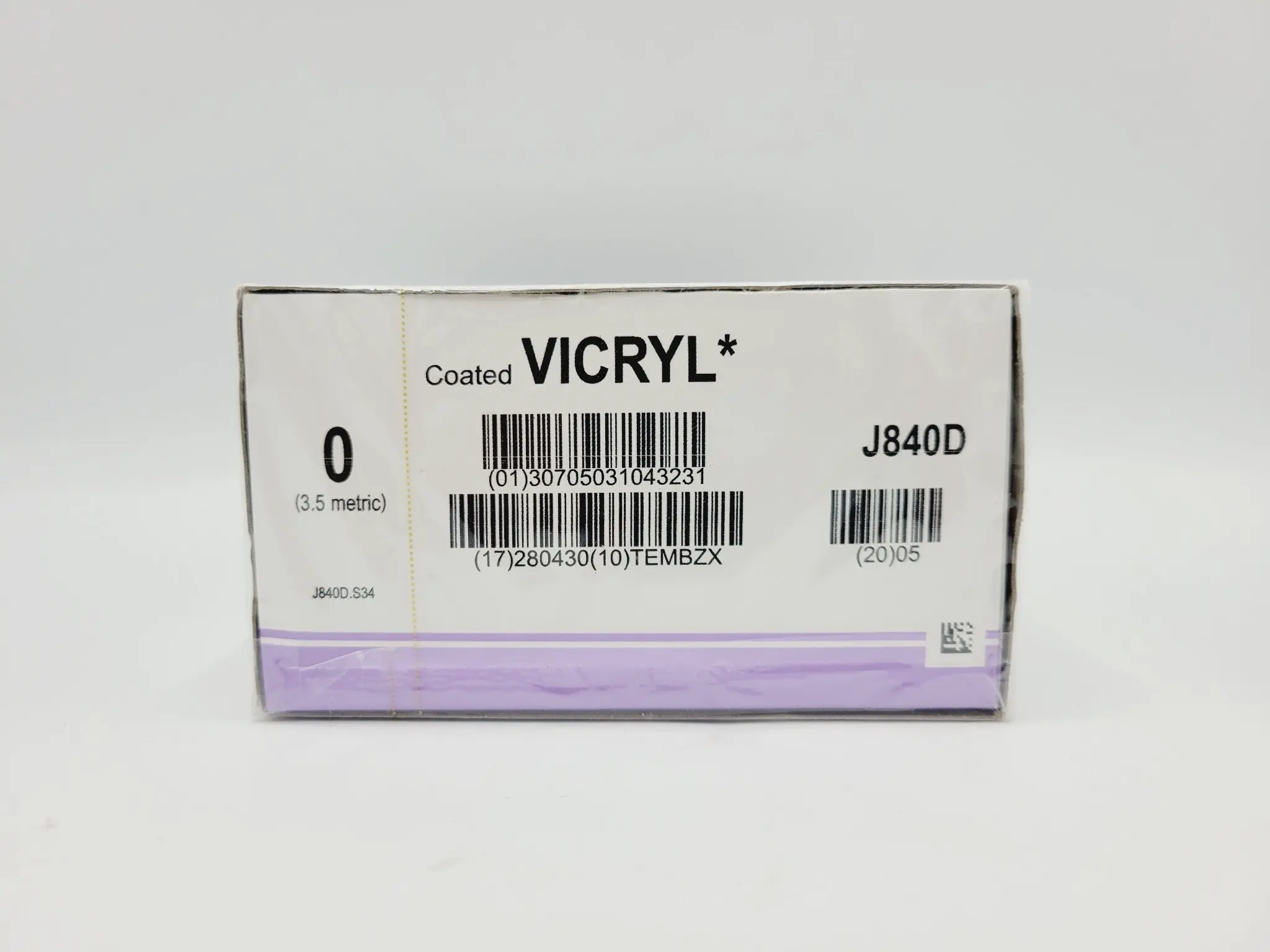 Ethicon J840D 0 COATED VICRYL 1X18" CT-1 UNDYED Box of 12 - Image 2