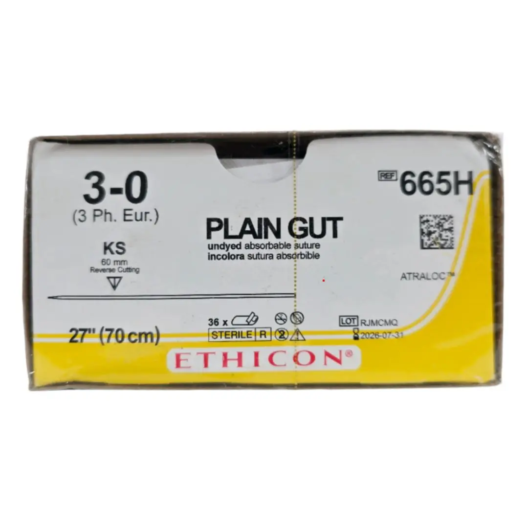 Ethicon 665H 3-0 Plain Gut Undyed 1X27" KS Box of 36
