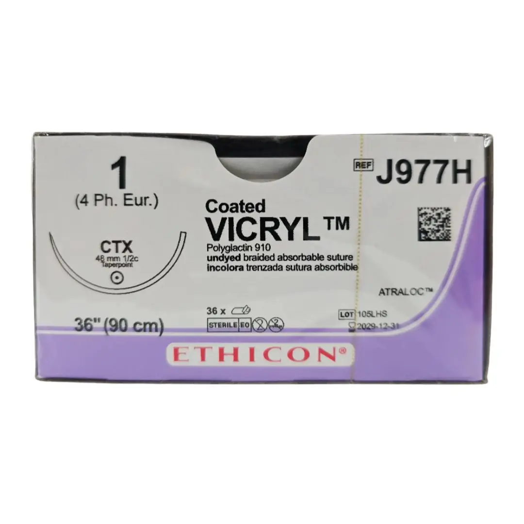 Ethicon J977H 1 Coated VICRYL 1X36" CTX 48mm ATRALOC BX/36