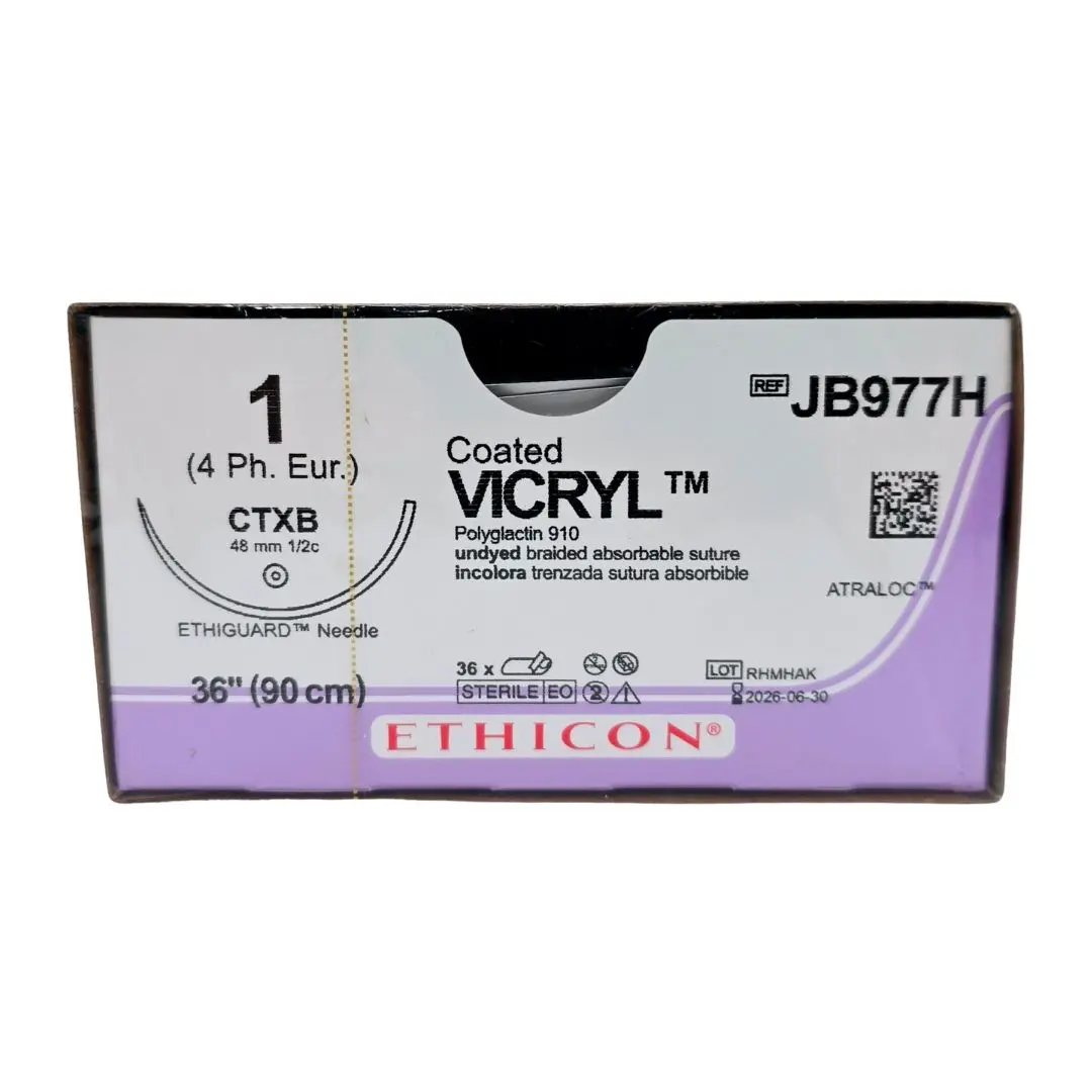 Ethicon JB977H 1 COATED VICRYL UNDYED 1X36" CTXB Box of 36