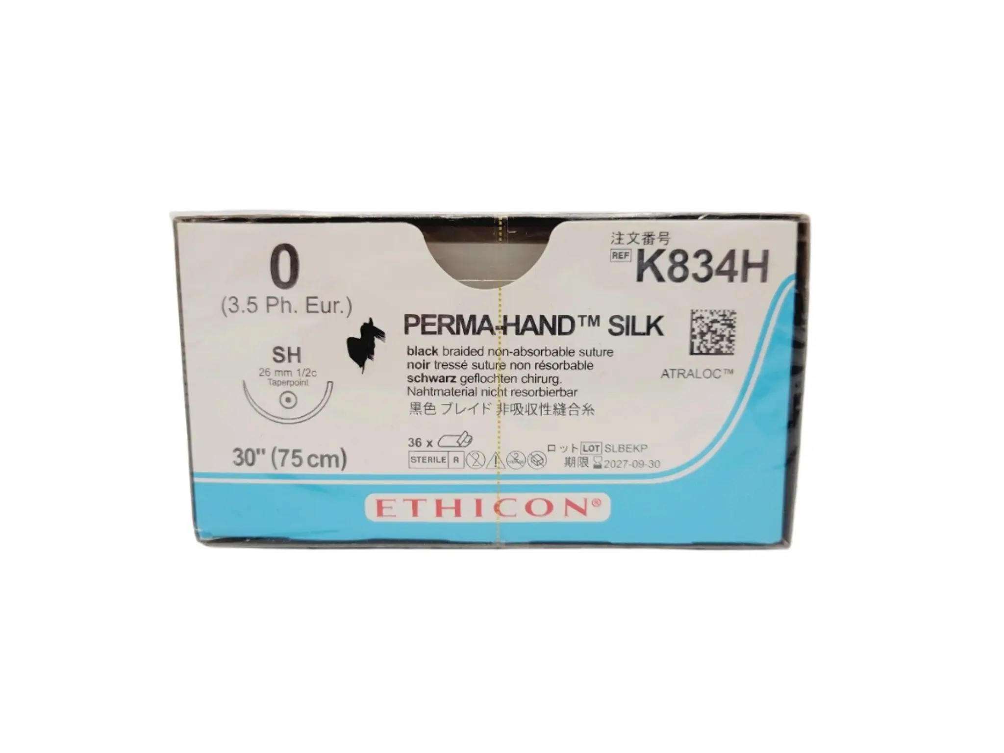 Ethicon K834H 0 PERMA HAND BLACK 1X30" SH Box of 36