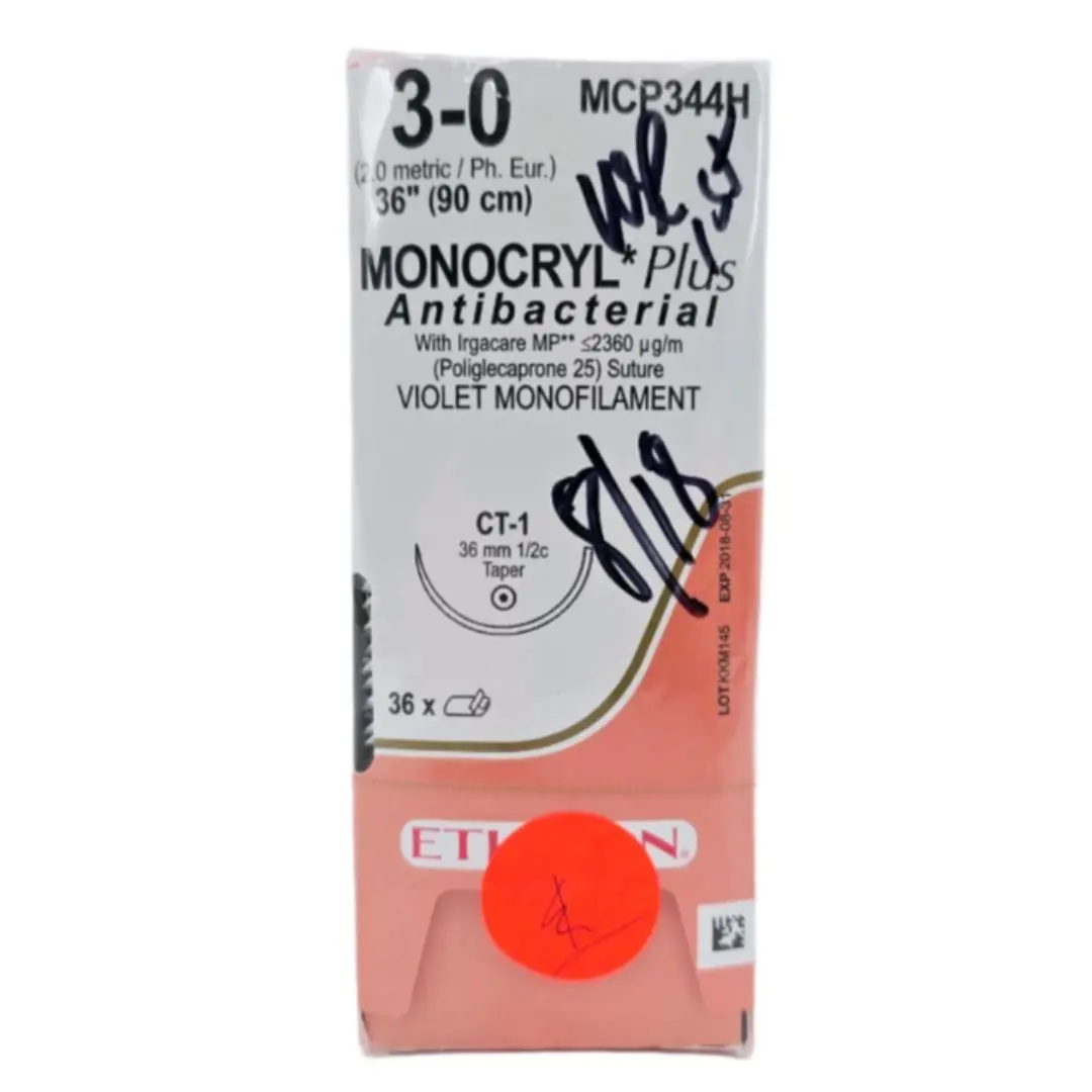 Ethicon MCP344H 3-0 Monocryl Plus Violet 1x36" CT-1 Box of 36