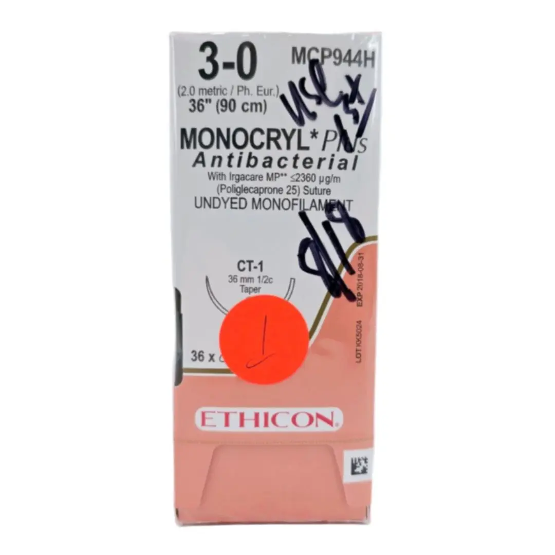 Ethicon MCP944H 3-0 Monocryl Plus Undyed 1x36" CT-1 Box Of 36