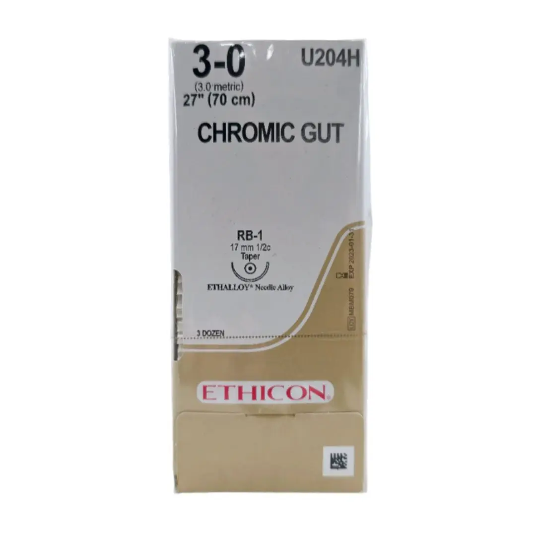 Ethicon U204H 3-0 Gut Chromic Naturally Brown 1x27" RB-1 Box of 36