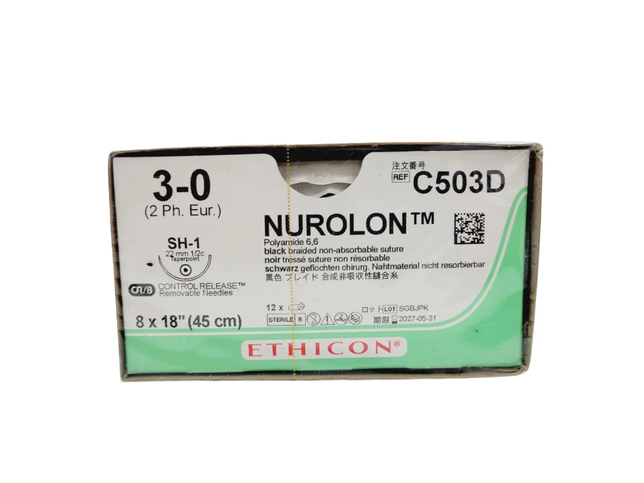 Ethicon NUROLON C503D 3-0 SH-1 22mm Polyamide 6,6 18", Box of 12