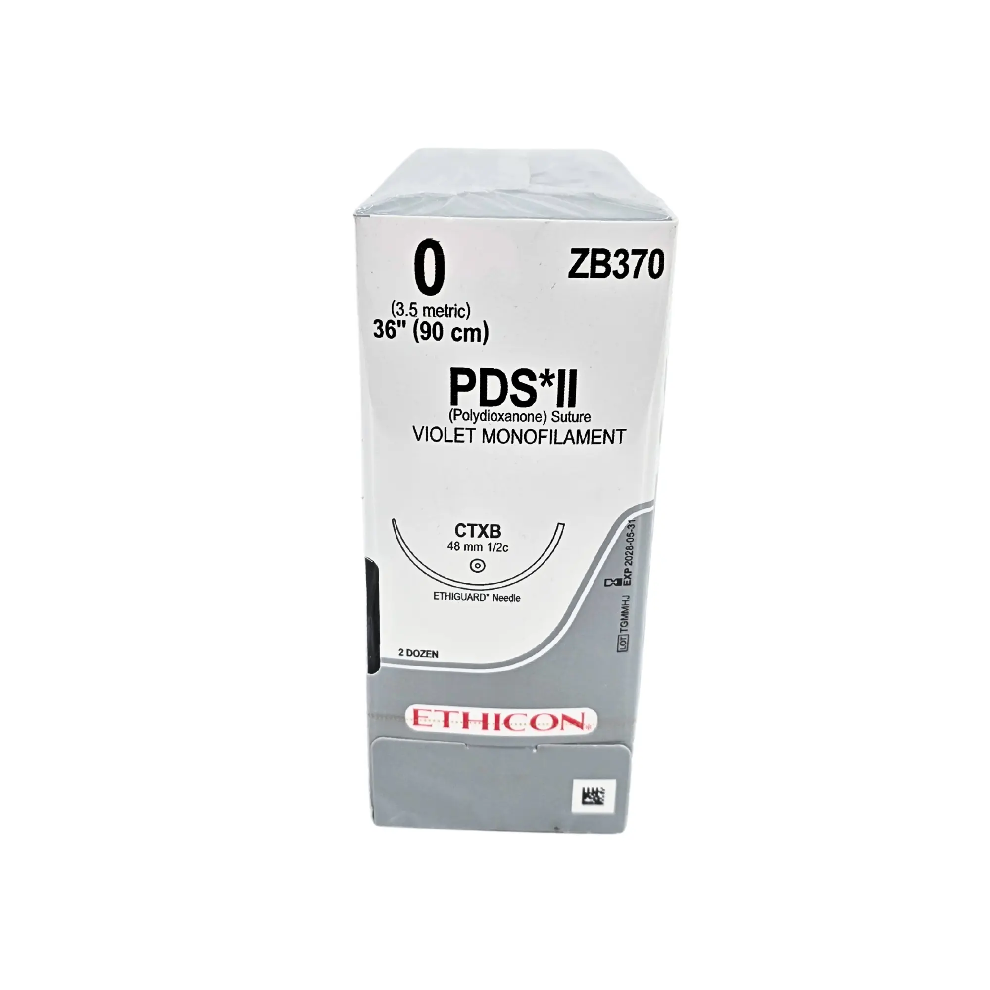 Ethicon PDS Plus ZB370 Antibacterial Suture - Size 0, 36" Violet Monofilament, CT-1 Needle