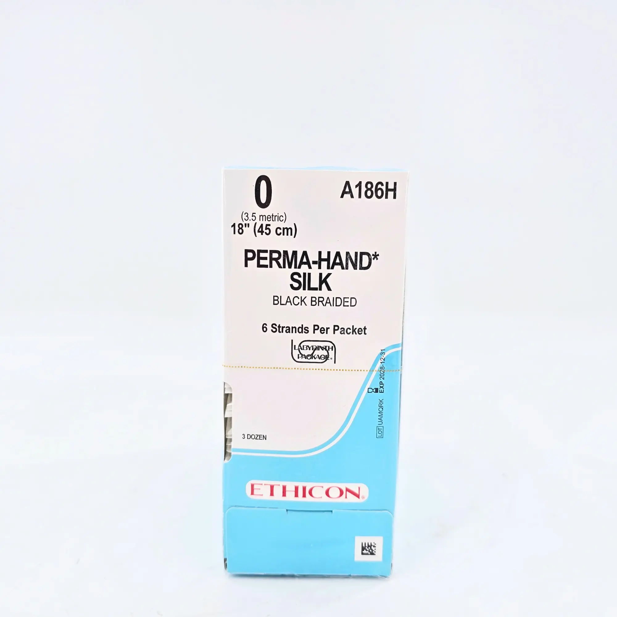 Ethicon Perma-Hand Silk A186H Suture - Size 4-0, 30" Black Braided, PS-2 Needle (Box of 36) - Image 2