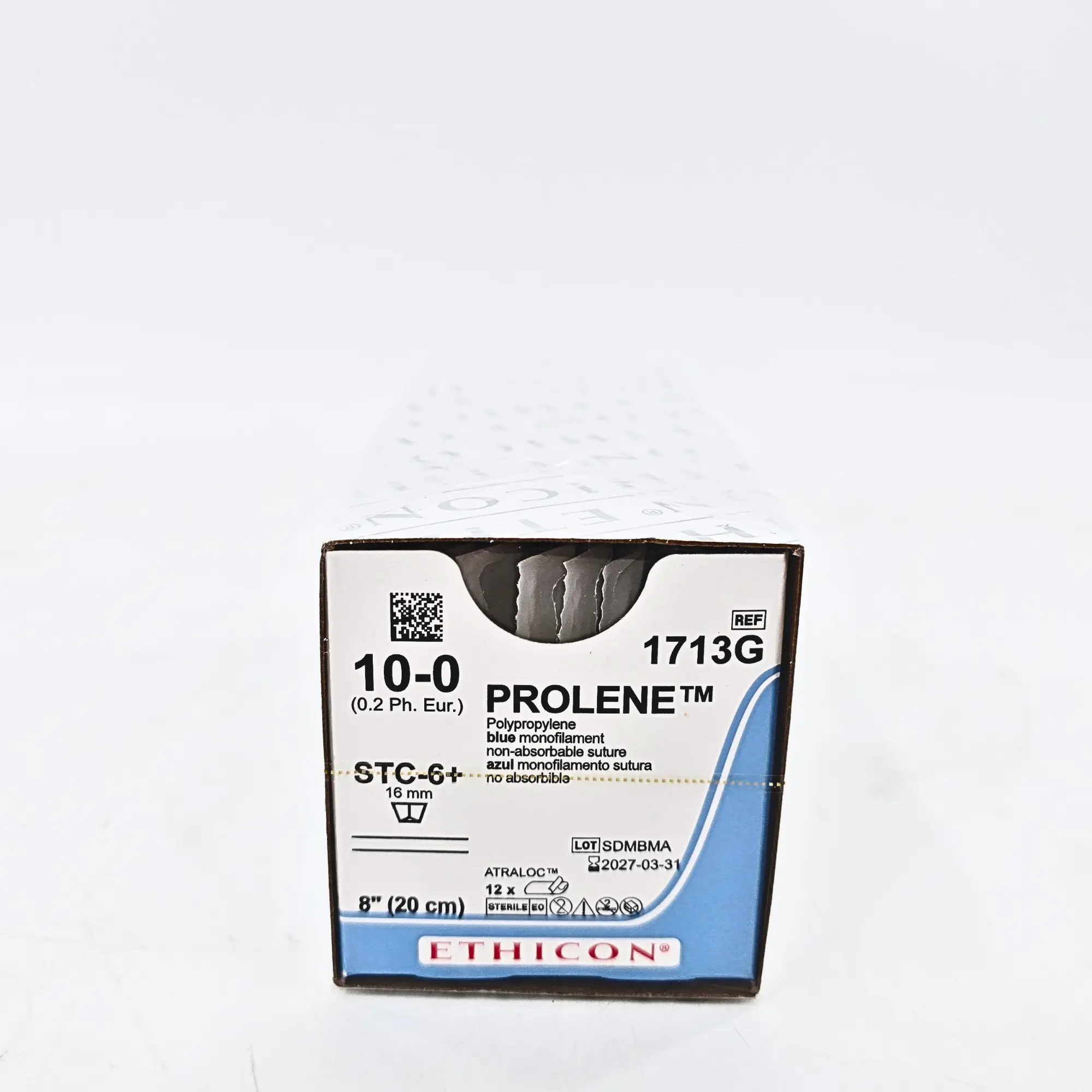 Ethicon Prolene 1713G Suture - Size 10-0, 8" Blue Monofilament, STC-6 Needle (Box of 12) - Image 2