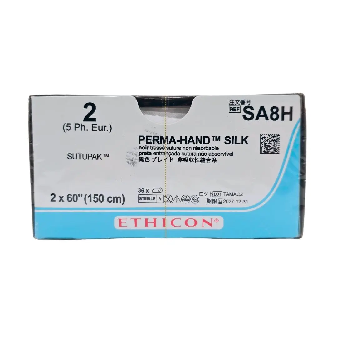 Ethicon SA8H 2 PERMA HAND BLACK 2X60" TIE Box of 36