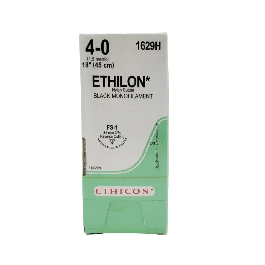 Ethicon suture 1629H 4-0 Ethilon Black Monofilament Suture Box of 36