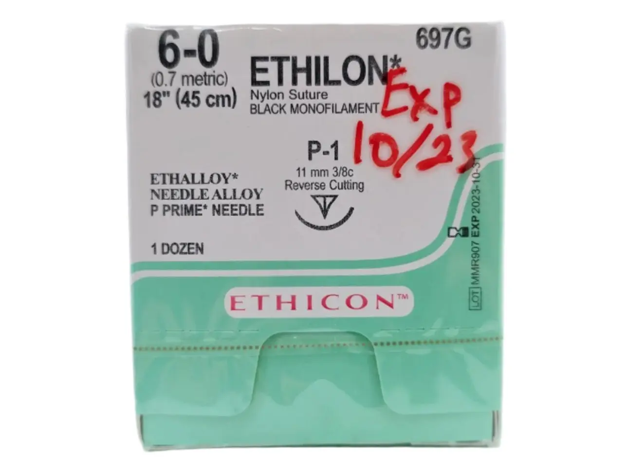 Ethicon sutures 697G 6-0 Ethilon Black 1x18" P-1 Box Of 12