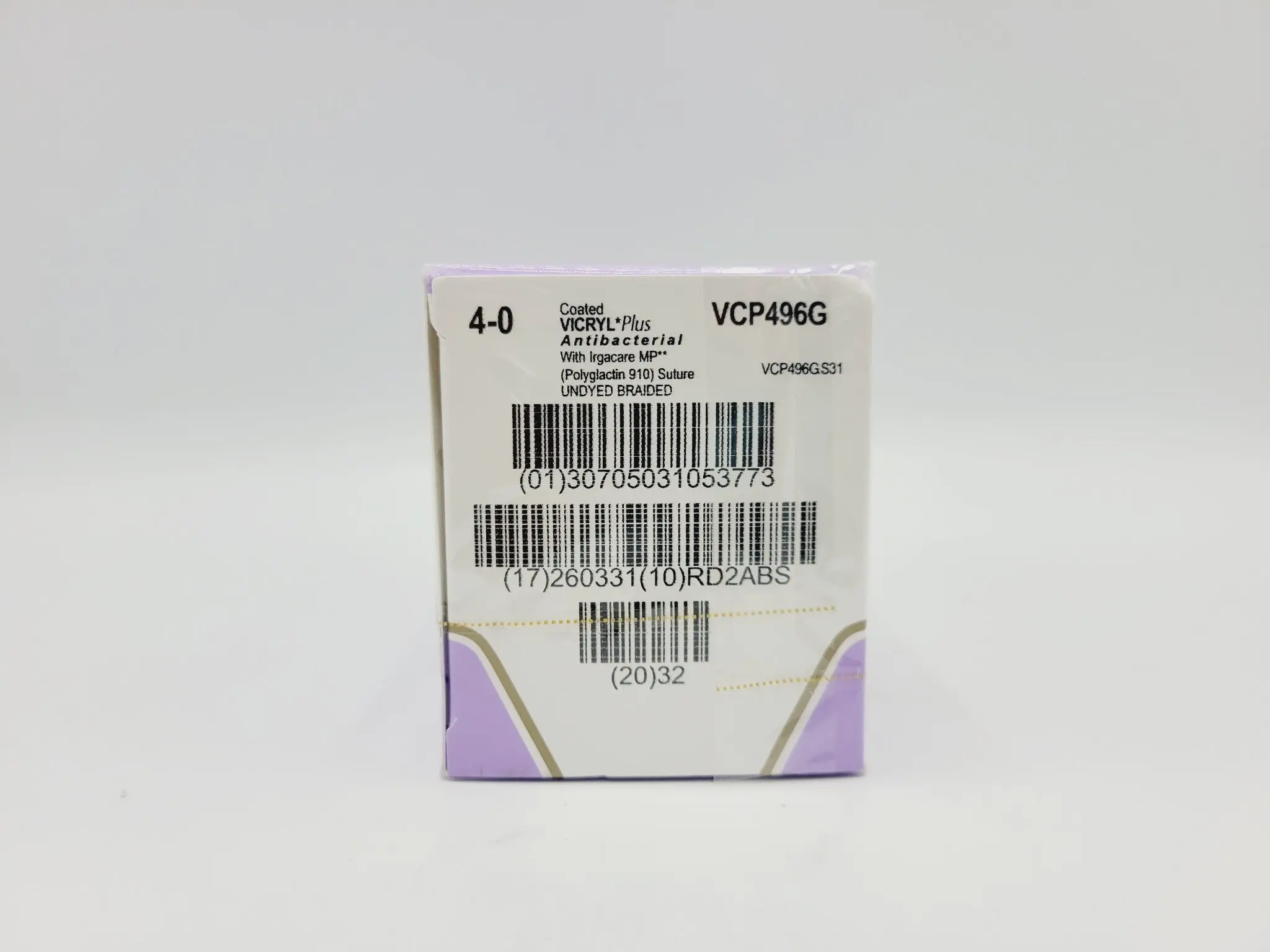 Ethicon VCP496G 4-0 VICRYL Plus 1X18" PS-2 UNDYED BRAIDED Box of 12 - Image 2